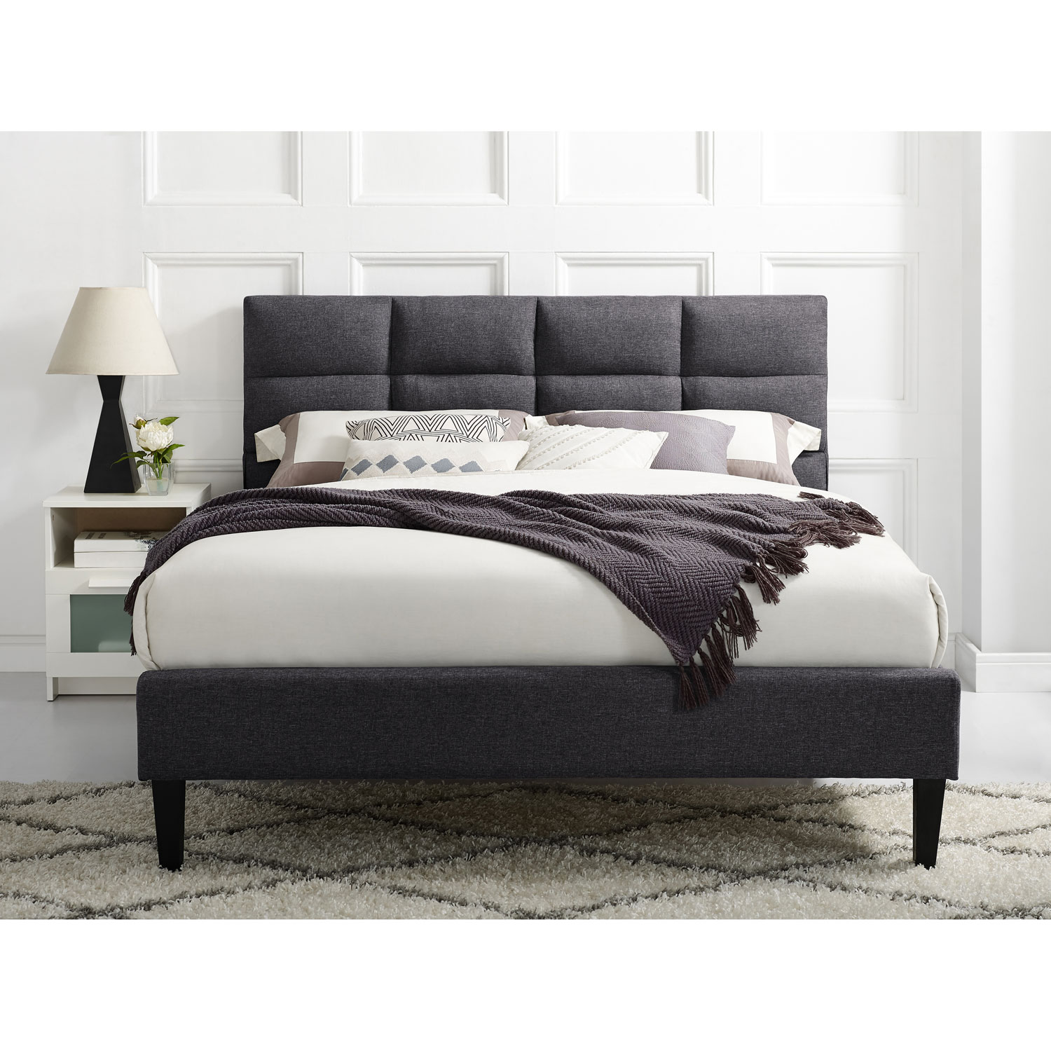 Zoey Transitional Upholstered Bed Queen Grey Beds Frames Zoey Transitional Upholstered Bed Queen Grey Only