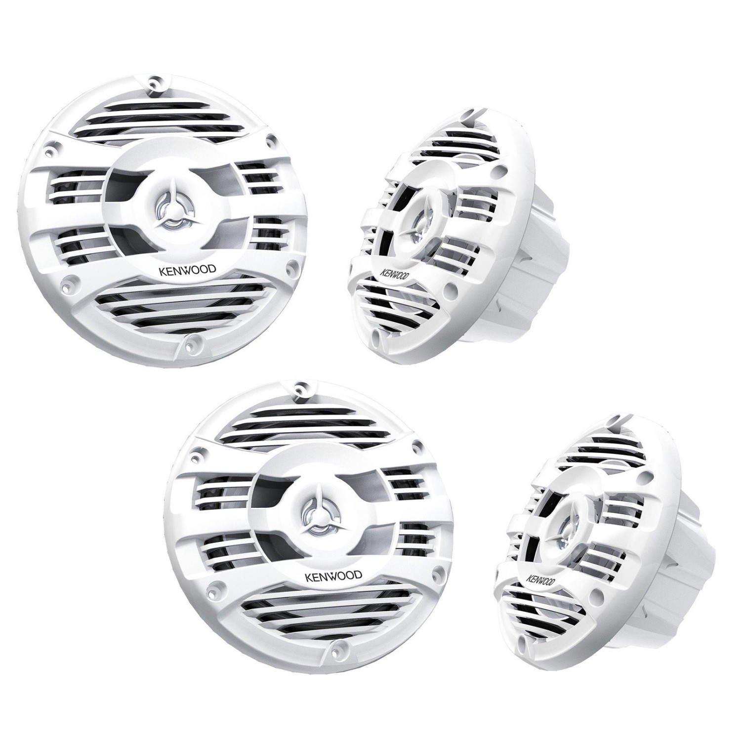 Kenwood KFC-1653MRW 6.5" White 2-Way Coaxial Marine Speakers (2 Pairs)