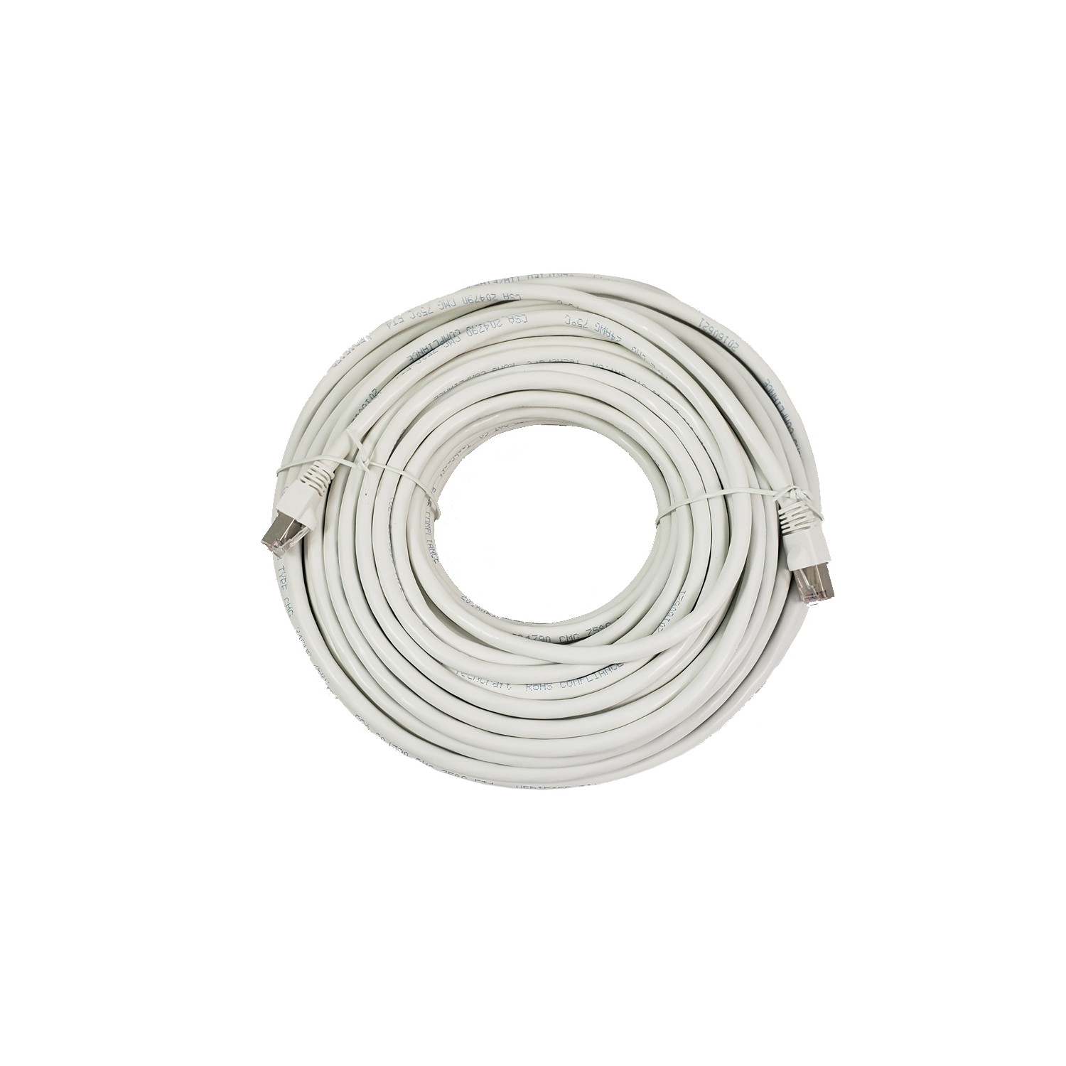 TechCraft Cat6a Shielded Straight-Through Ethernet Cable Network 10 Gbit/S RJ-45 White 75 Ft