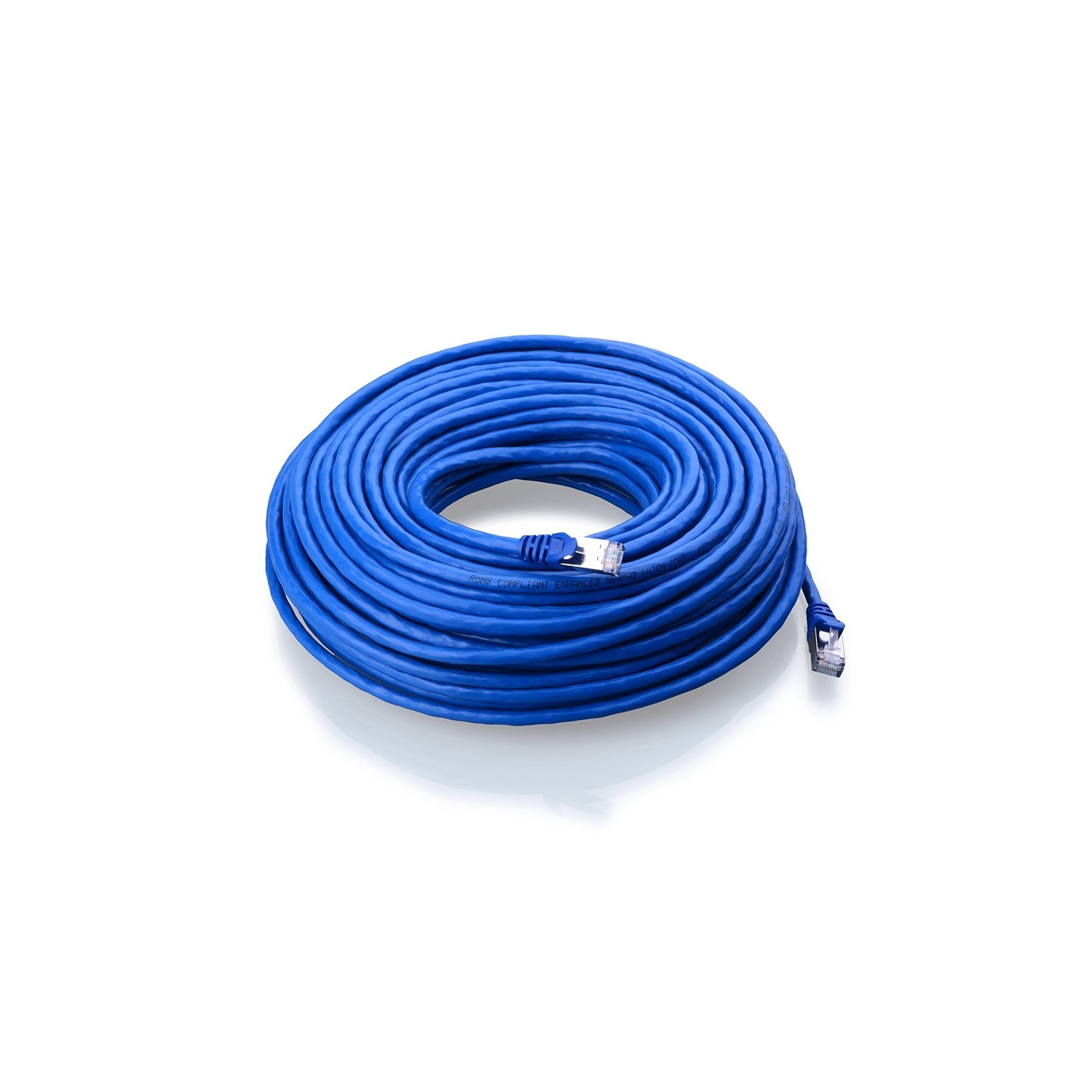 TechCraft Cat6a Shielded Straight-Through Ethernet Cable Network 10 Gbit/S RJ-45 Blue 25 Ft