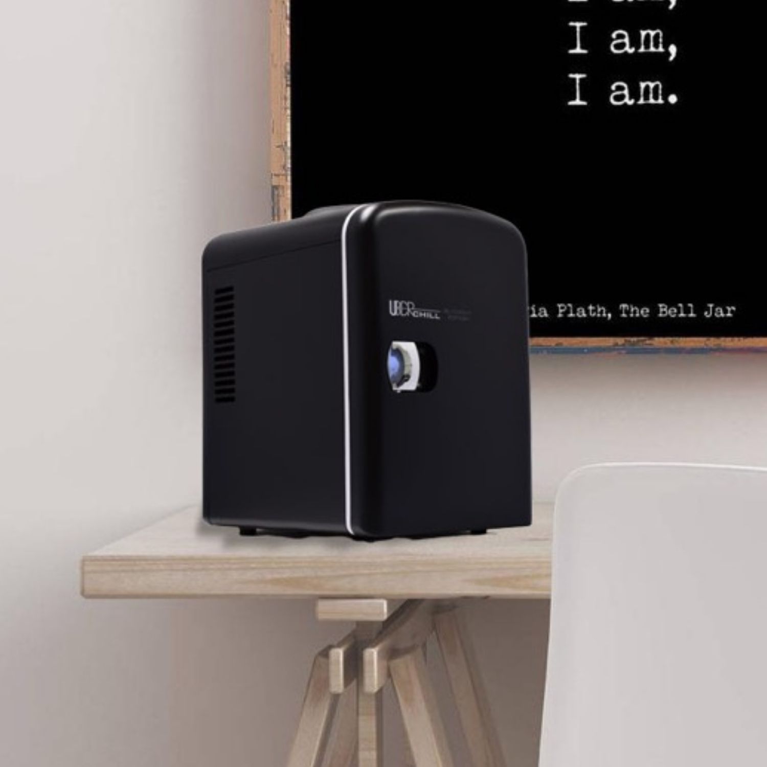 Uber Appliance Uber Chill Personal Mini Fridge 6 can capacity for Bar, Bedroom, office or Dorm outdoor/indoor 110V AC/12V DC