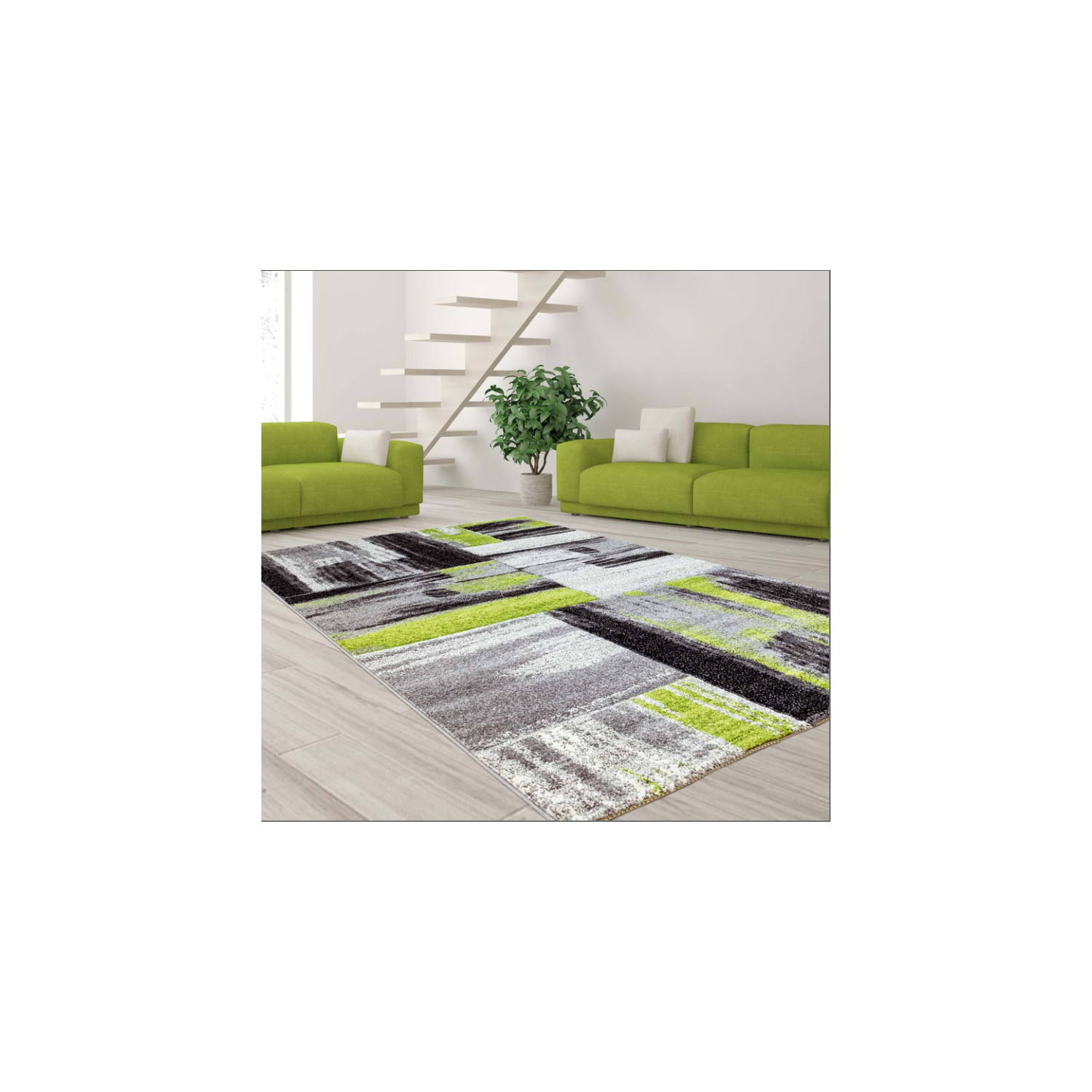 LA Dole Copper Abstract Carpet 6'2" x 9'2" Rectangle Area Rug - Green Black Grey