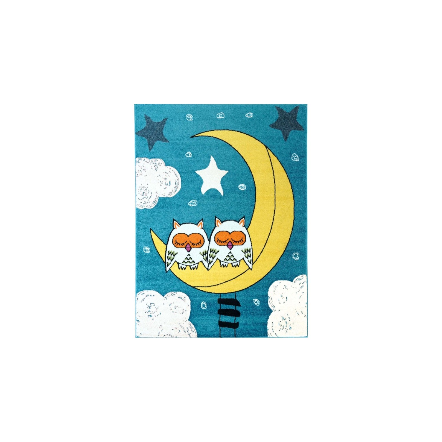 Adorable Kids Area Rug Carpet with Sky Theme and Owls, 6'2" x 9'2"