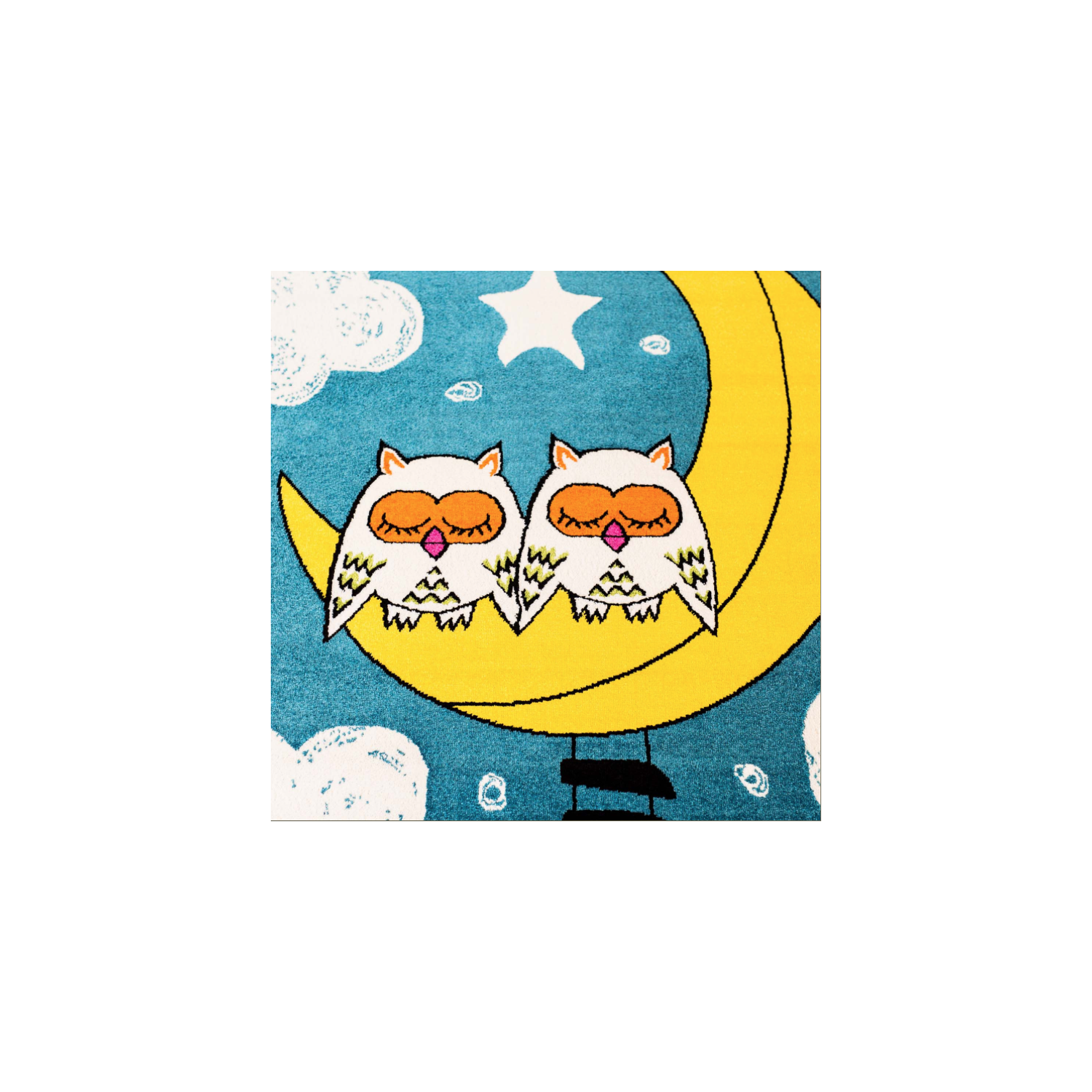 Adorable Kids Area Rug Carpet with Sky Theme and Owls, 6'2" x 9'2"