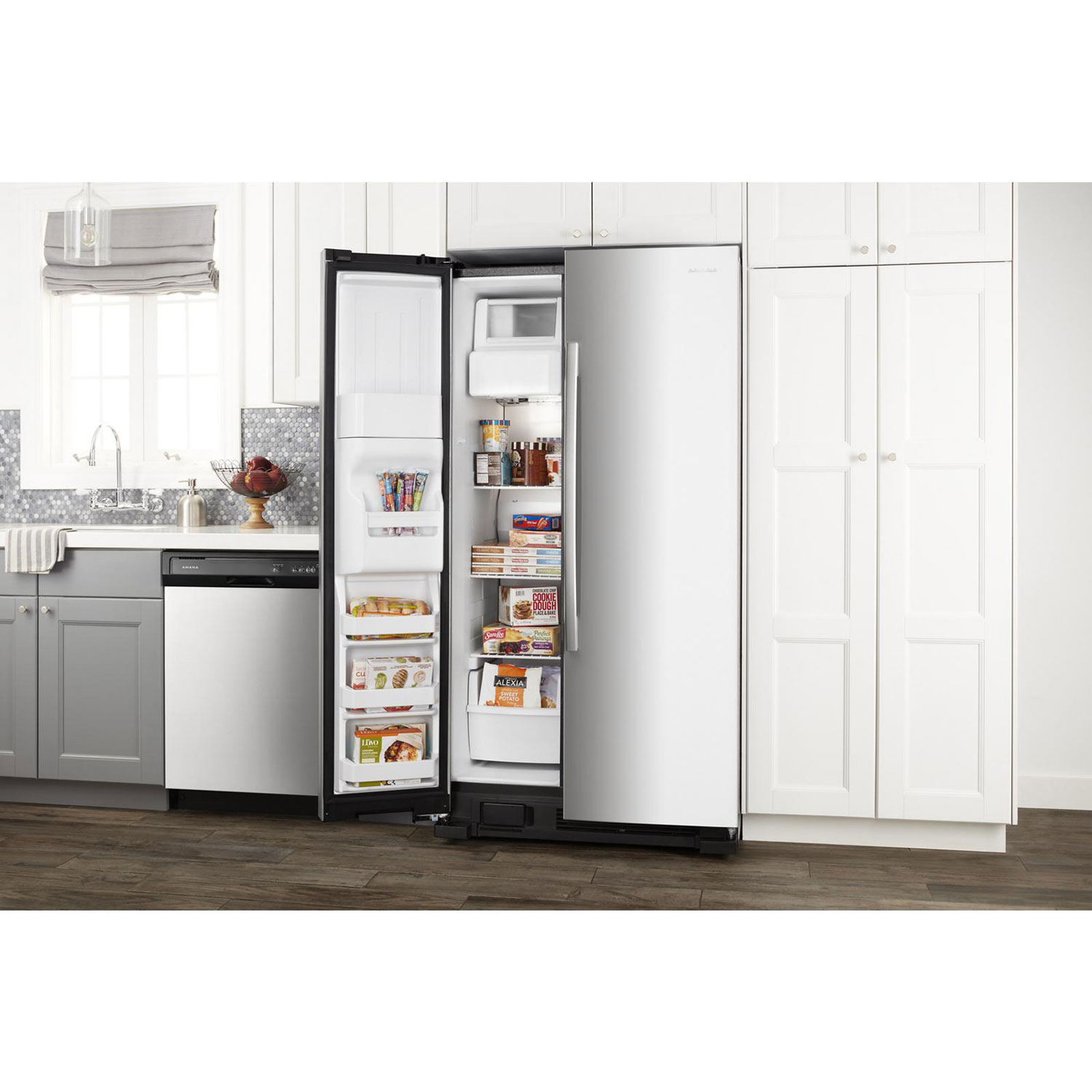 Amana 33" 21.4 Cu. Ft. Side-By-Side Refrigerator - Black-On-Stainless Steel