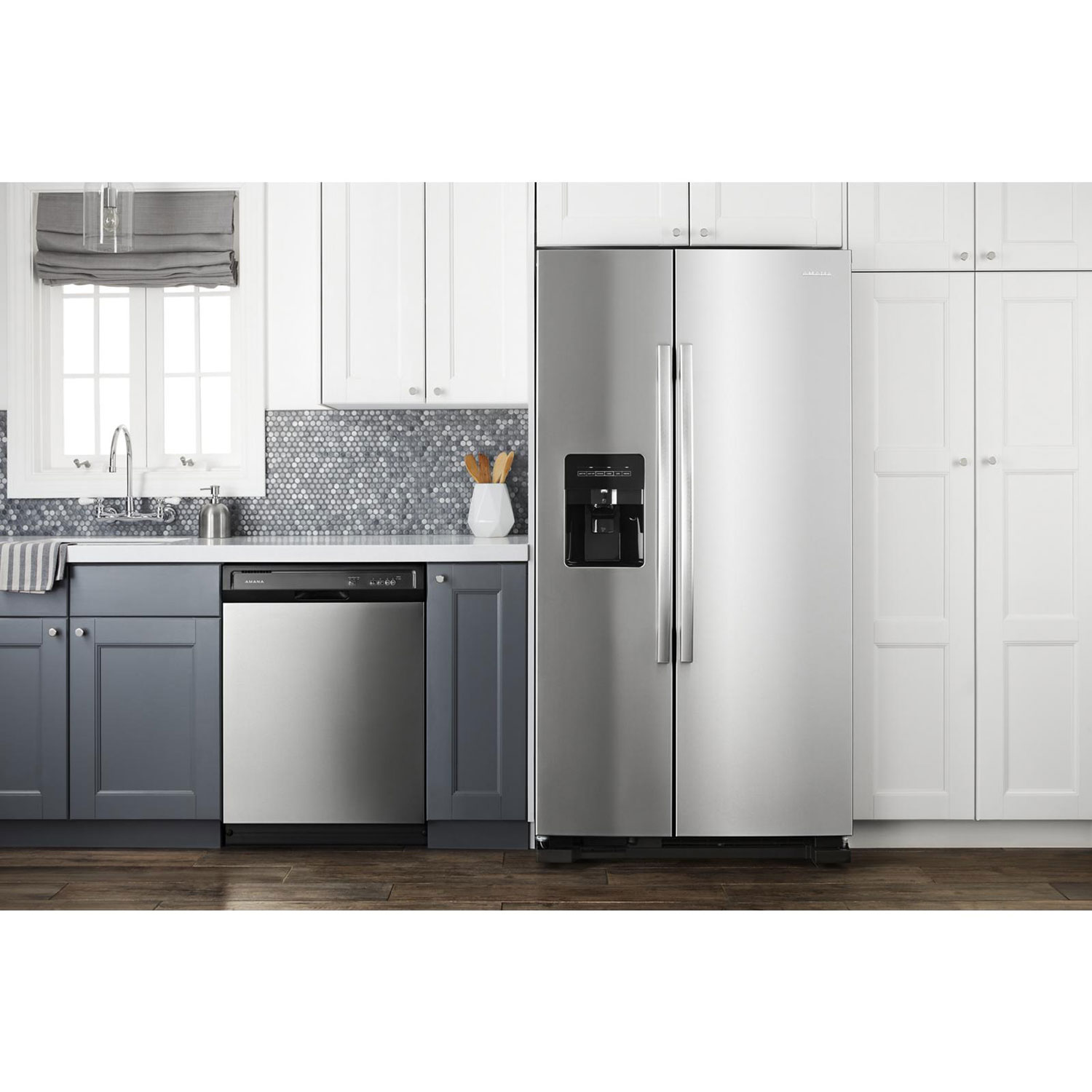 Amana 33" 21.4 Cu. Ft. Side-By-Side Refrigerator - Black-On-Stainless Steel
