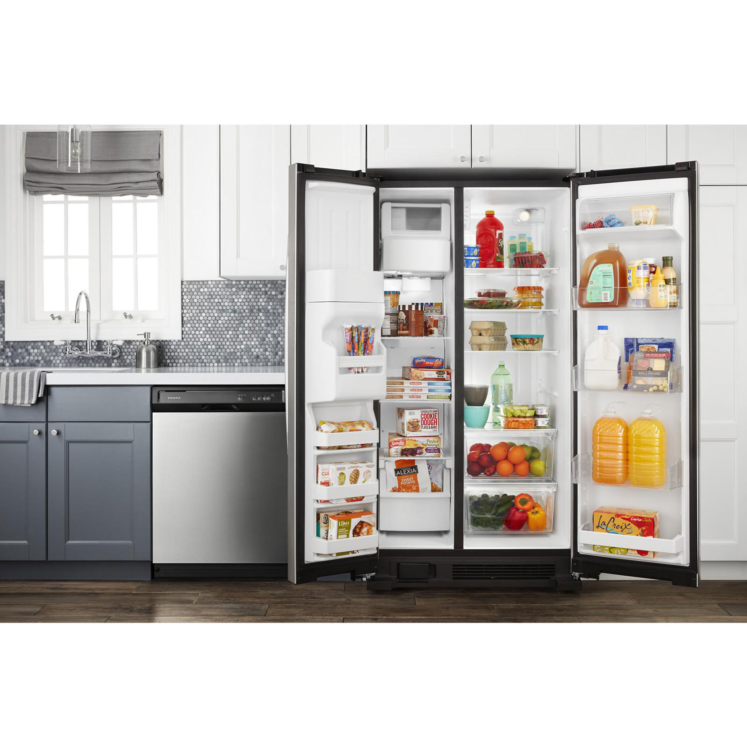 Amana 33" 21.4 Cu. Ft. Side-By-Side Refrigerator - Black-On-Stainless Steel