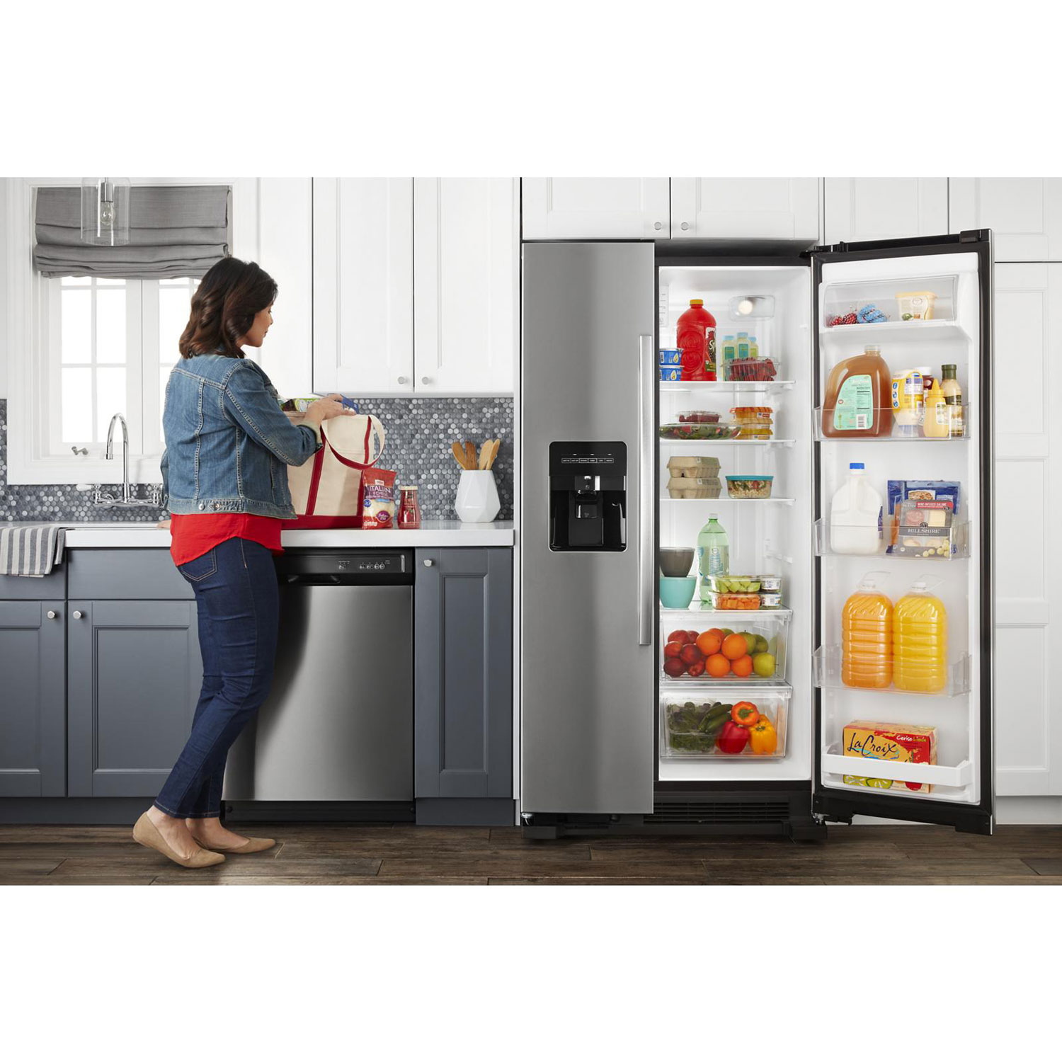Amana 33" 21.4 Cu. Ft. Side-By-Side Refrigerator - Black-On-Stainless Steel