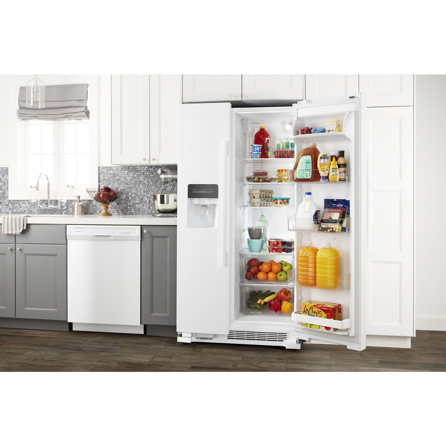 Amana 33" 21.4 Cu. Ft. Side-By-Side Refrigerator with Water & Ice Dispenser - White