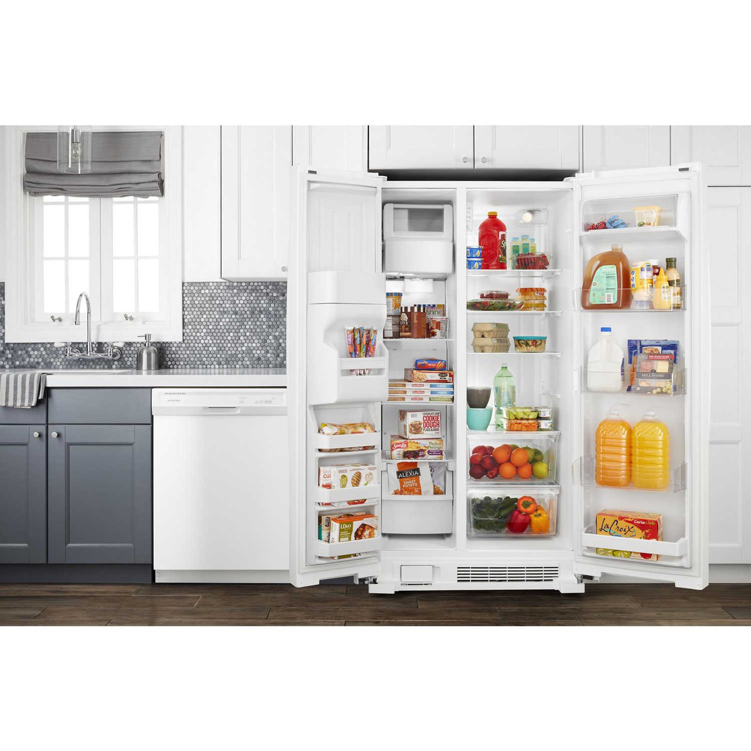 Amana 33" 21.4 Cu. Ft. Side-By-Side Refrigerator with Water & Ice Dispenser - White