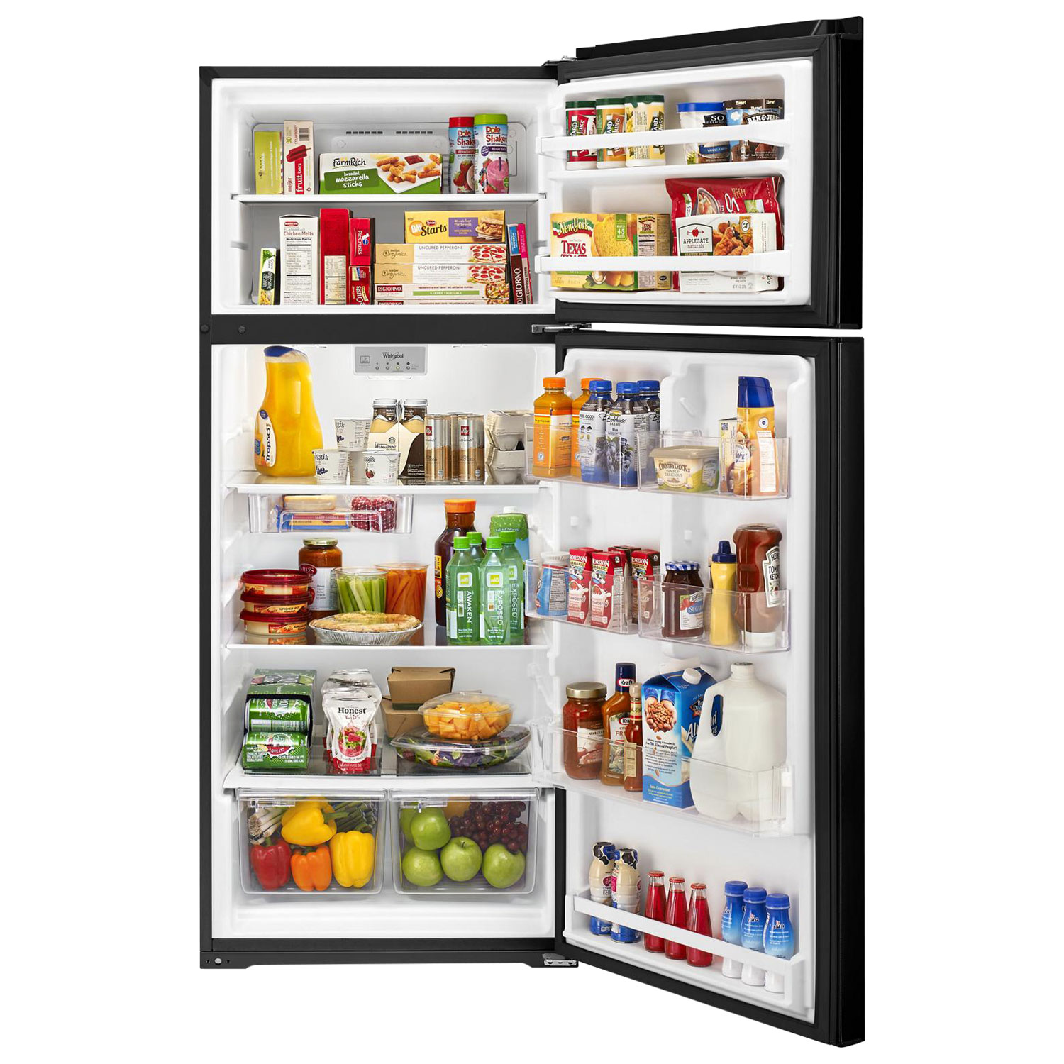 Whirlpool 28" 17.6 Cu. Ft. Top Freezer Refrigerator with LED Lighting - Black