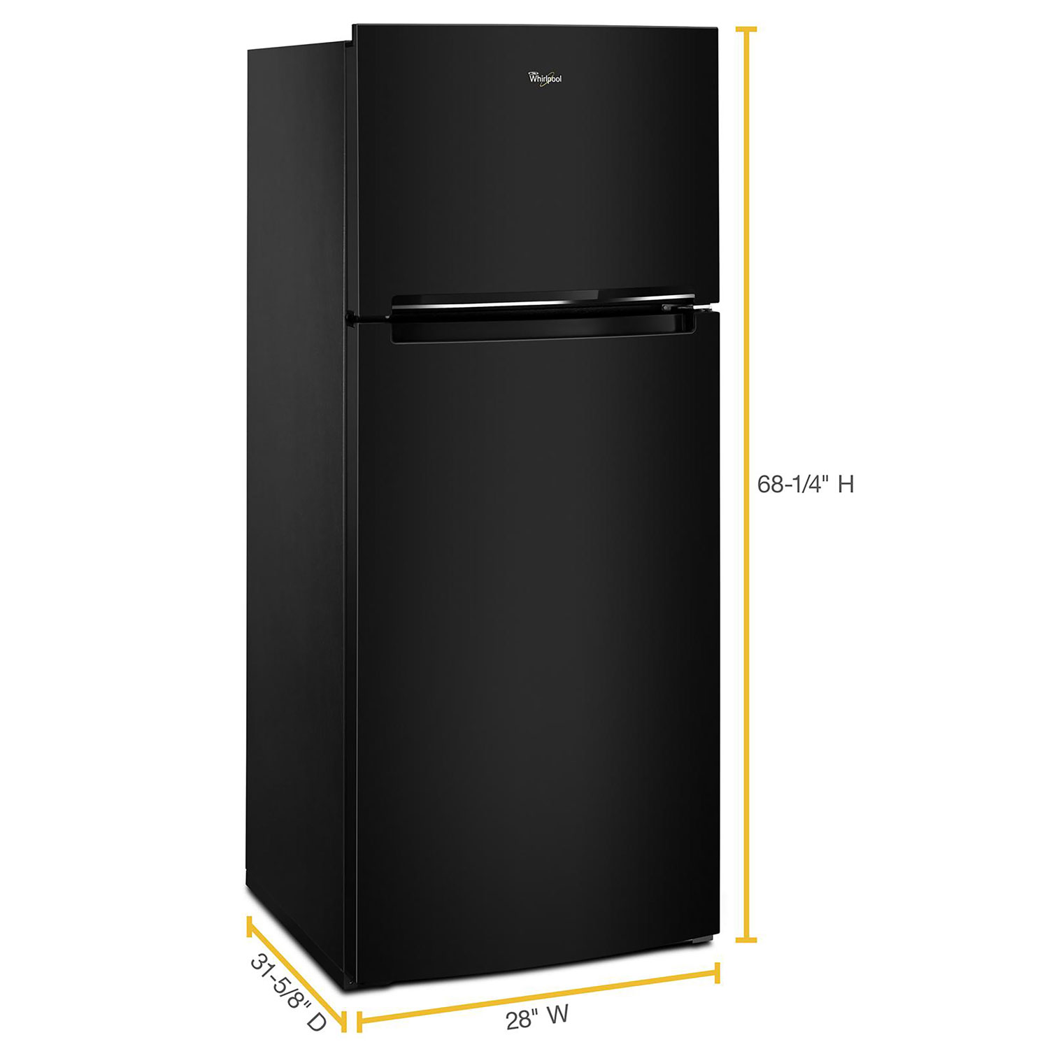 Whirlpool 28" 17.6 Cu. Ft. Top Freezer Refrigerator with LED Lighting - Black