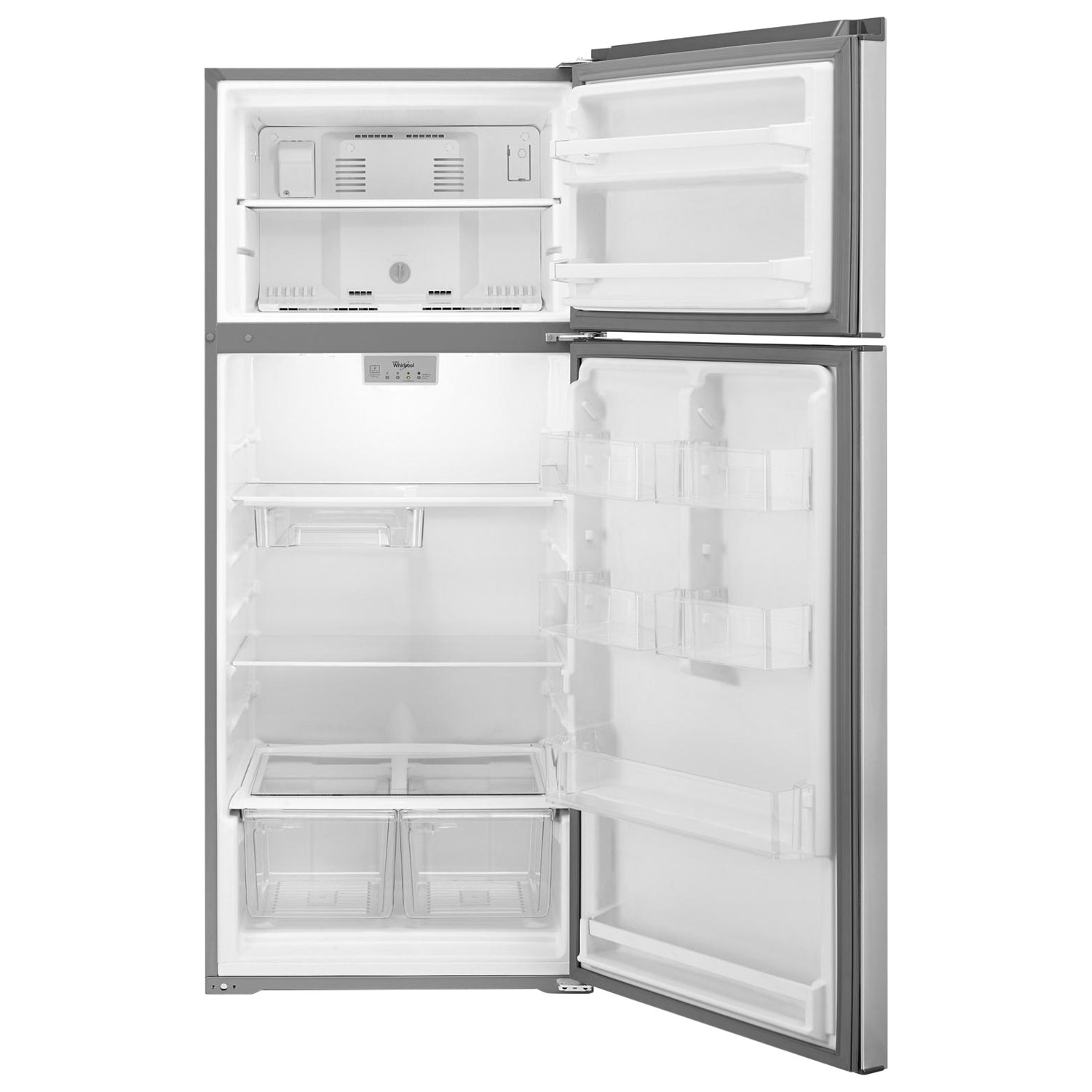Réfrigérateur congélateur supérieur 17,6 pi³ 28 po, éclairage DEL de Whirlpool - Inox
