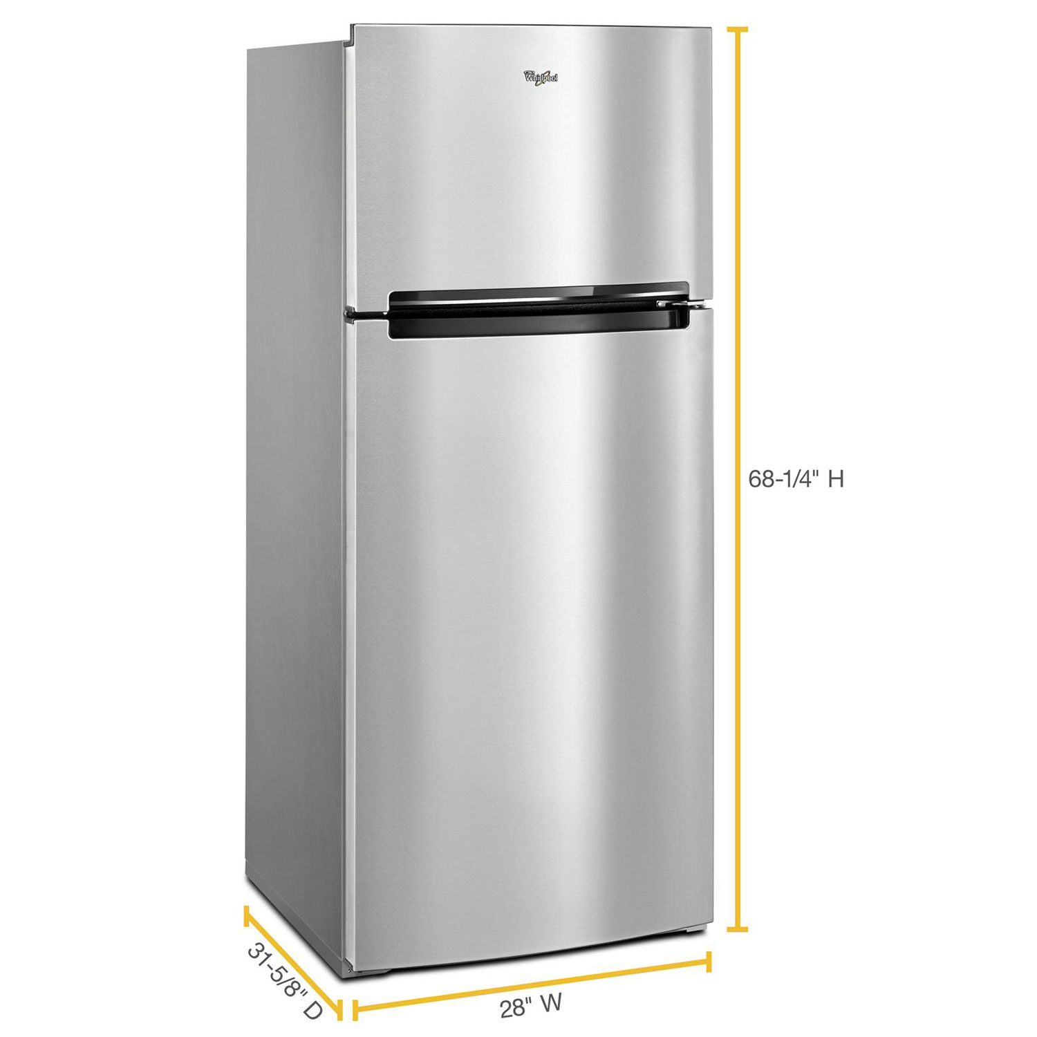 Réfrigérateur congélateur supérieur 17,6 pi³ 28 po, éclairage DEL de Whirlpool - Inox