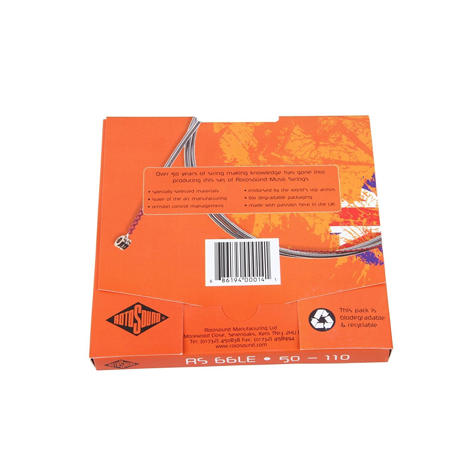 Cordes de guitare basse en acier inoxydable 66 RS66LE Swing de RotoSOUND - 5 cordes