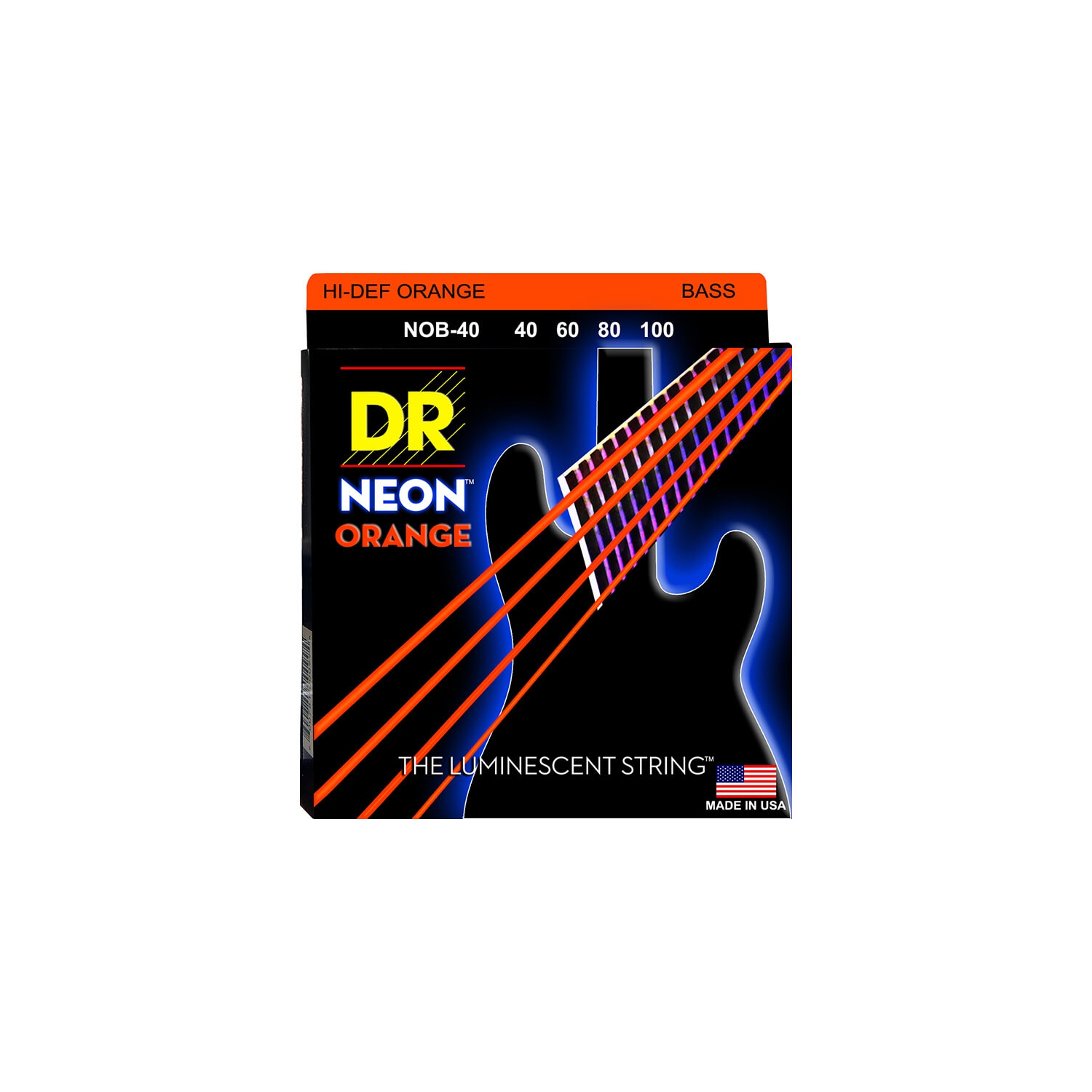 Neon Orange Coated Bass Strings, Light