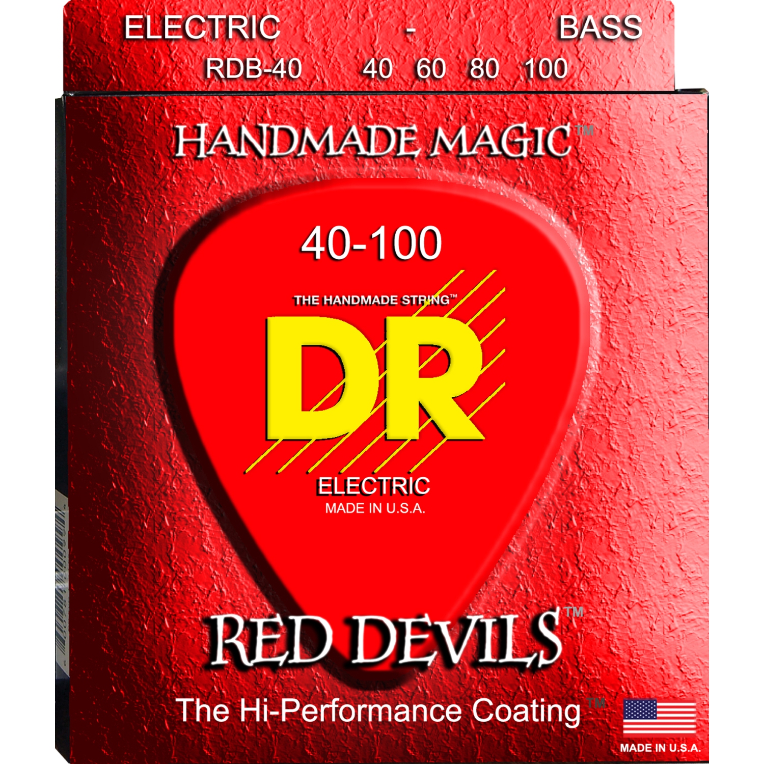 DR Strings RDB-40 Red Devils Coated 4 String Bass Light, 40-100