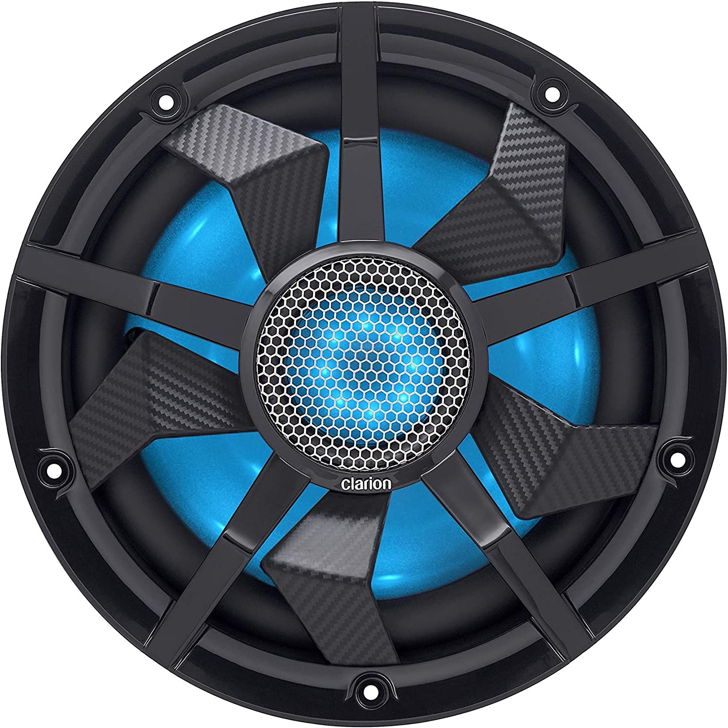 Clarion Corporation of America CMQ2512WL Marine Subwoofer with Built-in Blue LED Light 10 Silver 