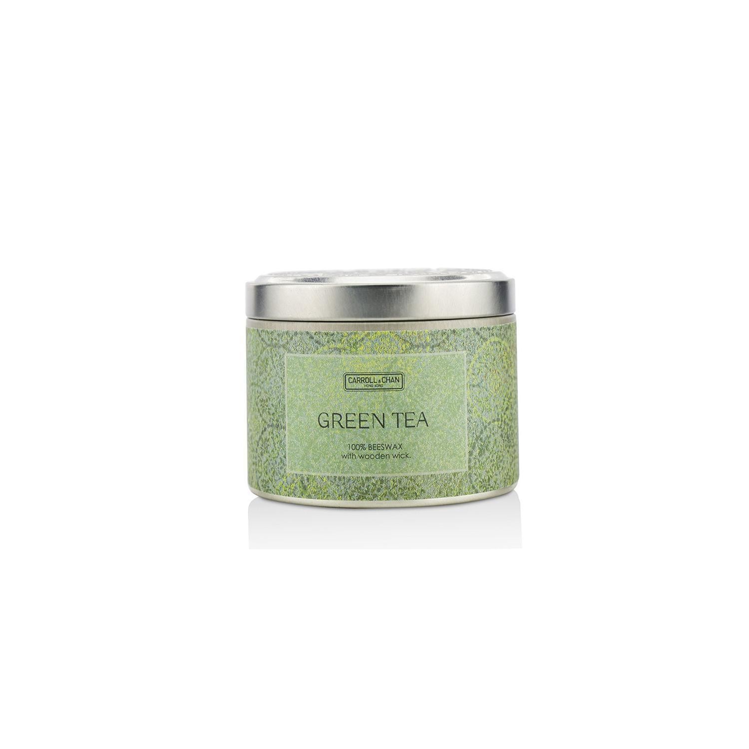 Tin Can 100% Beeswax Candle with Wooden Wick - Green Tea - cm