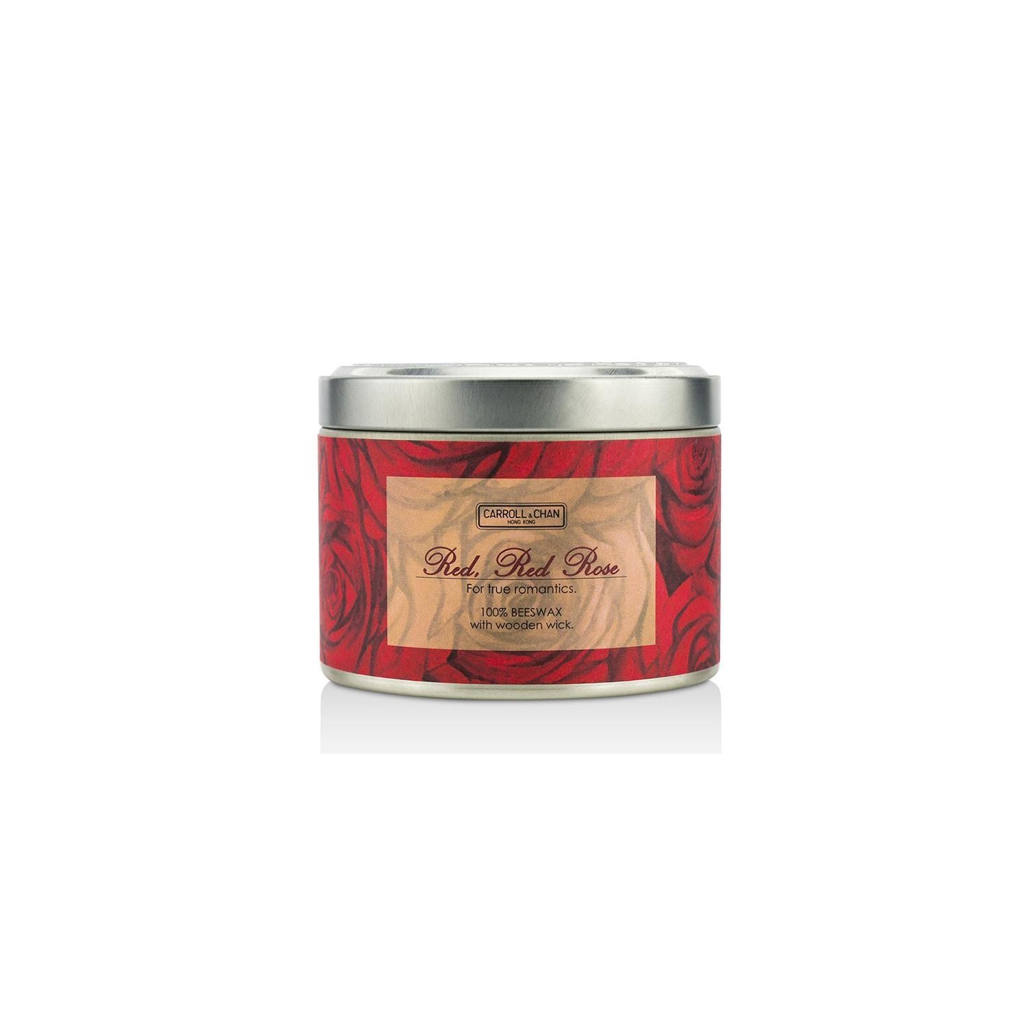 Tin Can 100% Beeswax Candle with Wooden Wick - Red, Red Rose - cm