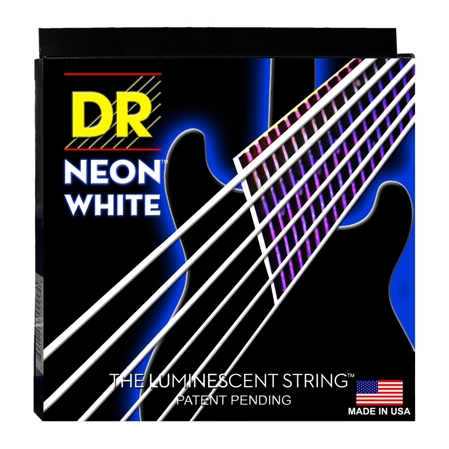 Neon White Coated Electric Guitar Strings, Light