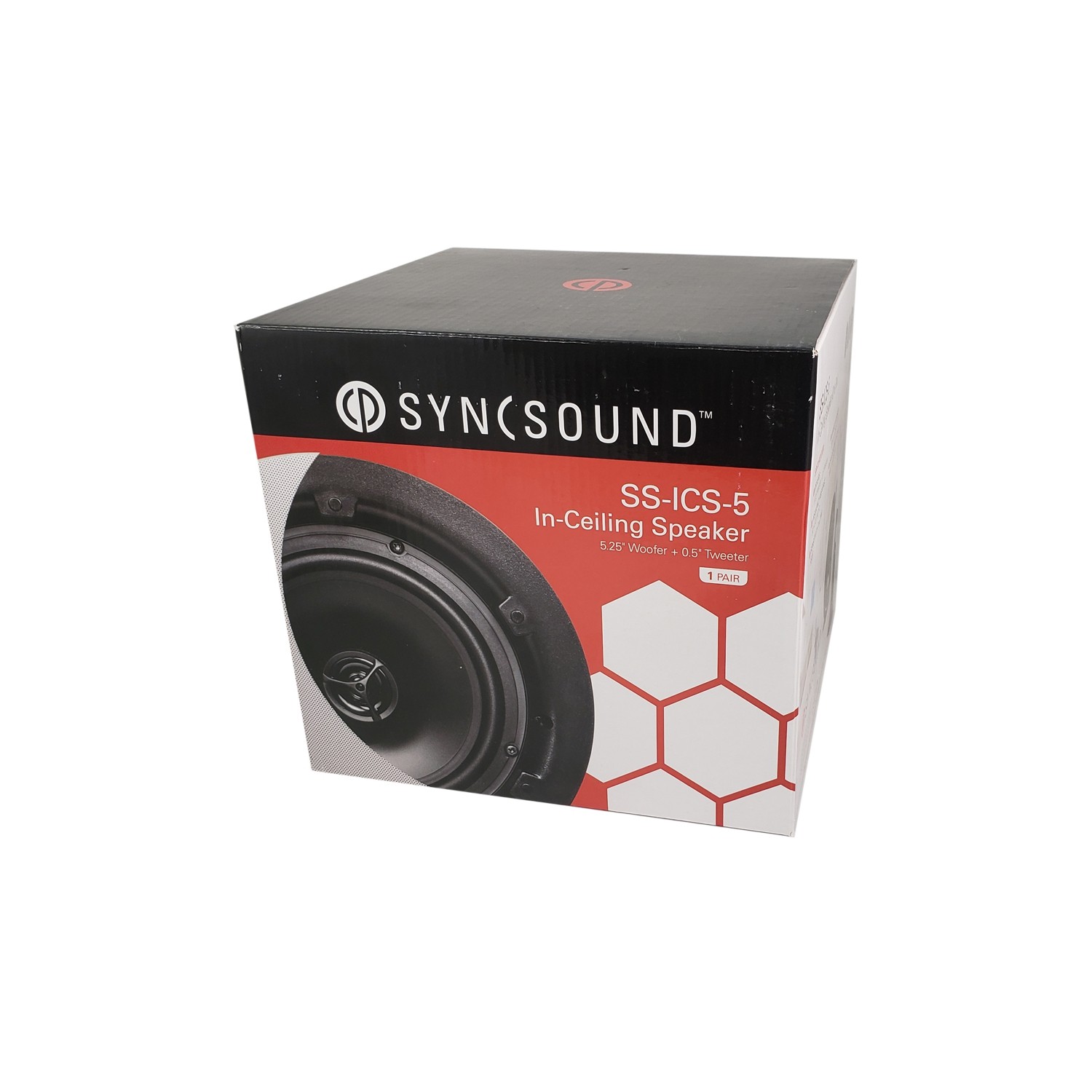 SyncSound SS-ICS-5 2-Way 60 Watts 8 Ohms - Frameless 5.25" In-Ceiling Speakers - Pair - White