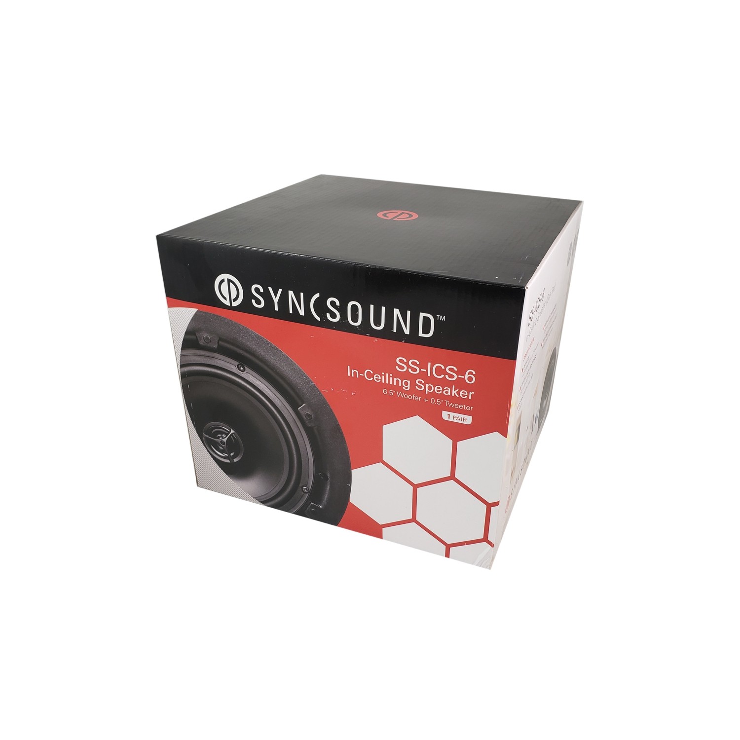 SyncSound SS-ICS-6 2-Way 70 Watts 8 Ohms - Frameless 6.5" In-Ceiling Speaker - Pair - White