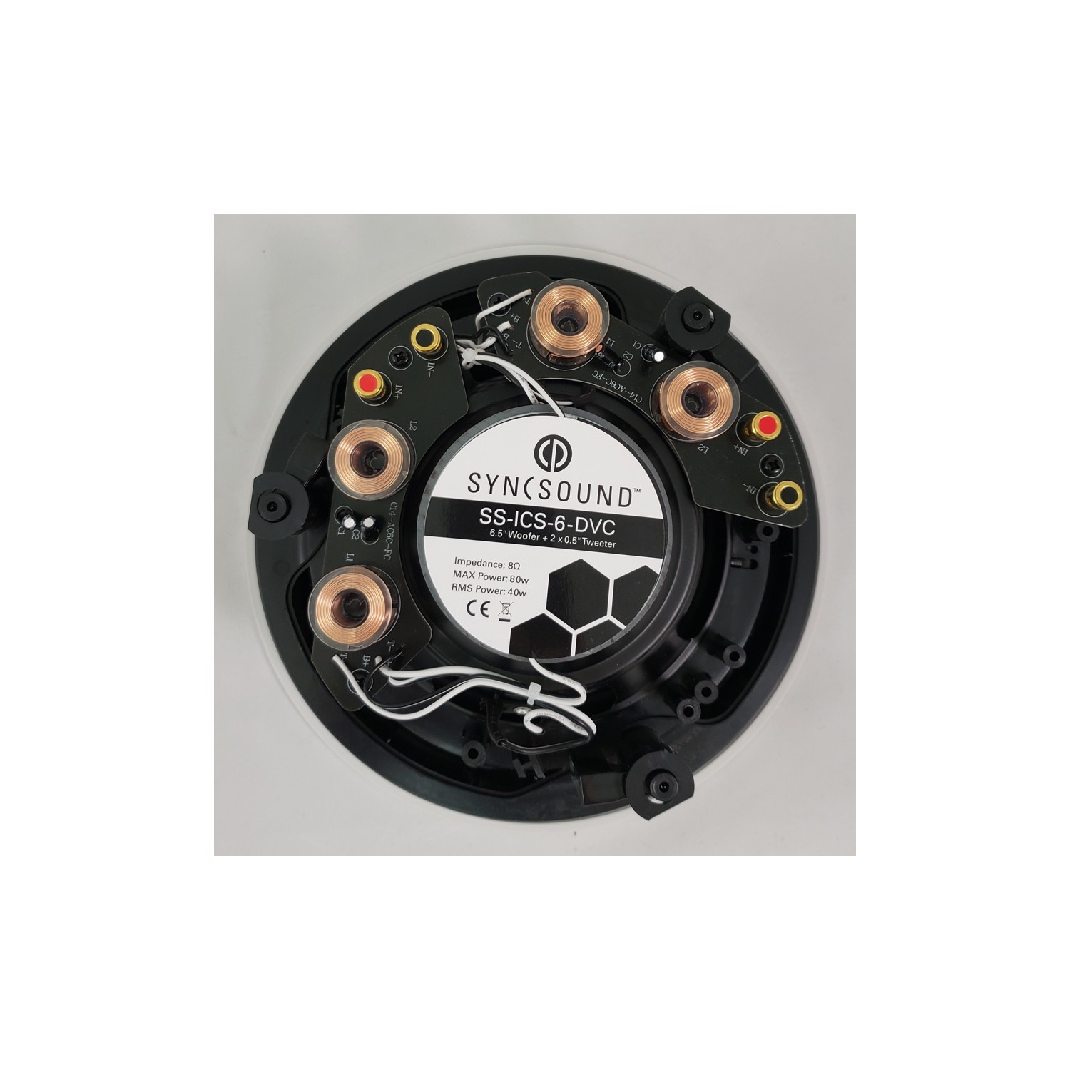 SyncSound SS-ICS6-DVC 6.5" Stereo In-Ceiling 80 Watts 8 Ohms Speaker White 1 Unit