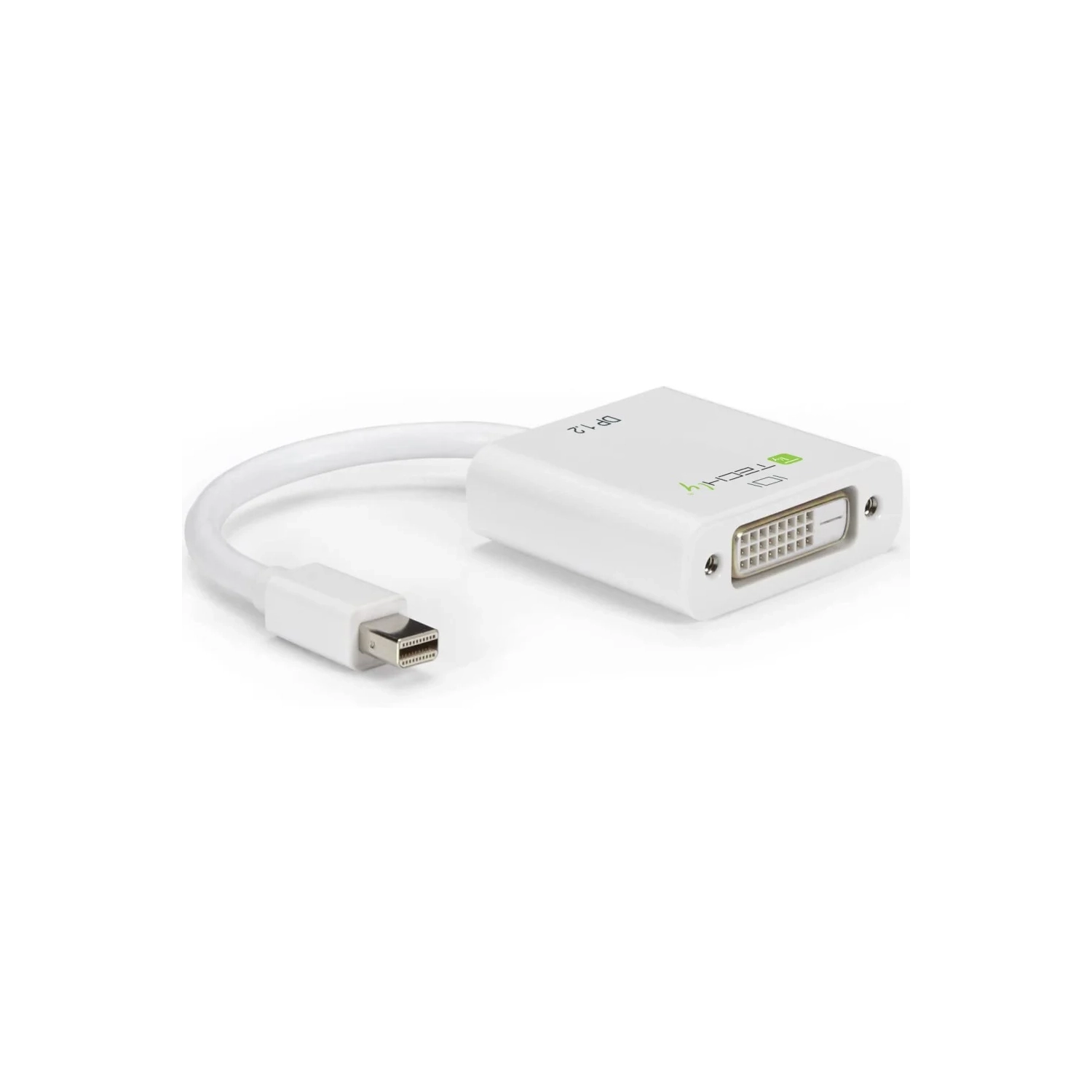 Techly – Mini DisplayPort 1,2 mâle vers DVI 24 + adaptateur 15&nbsp;cm femelle 1, blanc