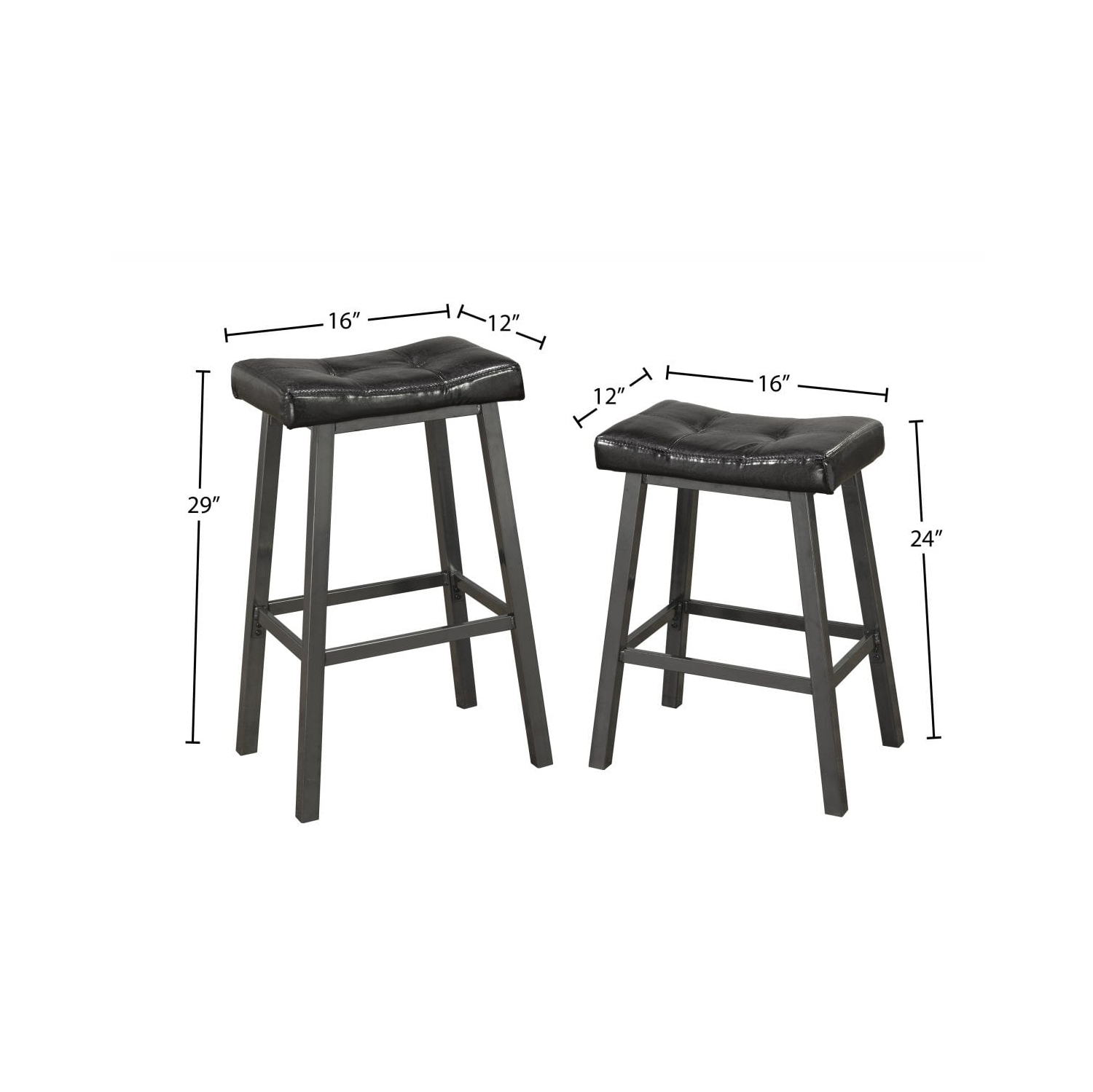 29" Espresso Leatherette with Charcoal Metal Legs Saddle Seat Stool