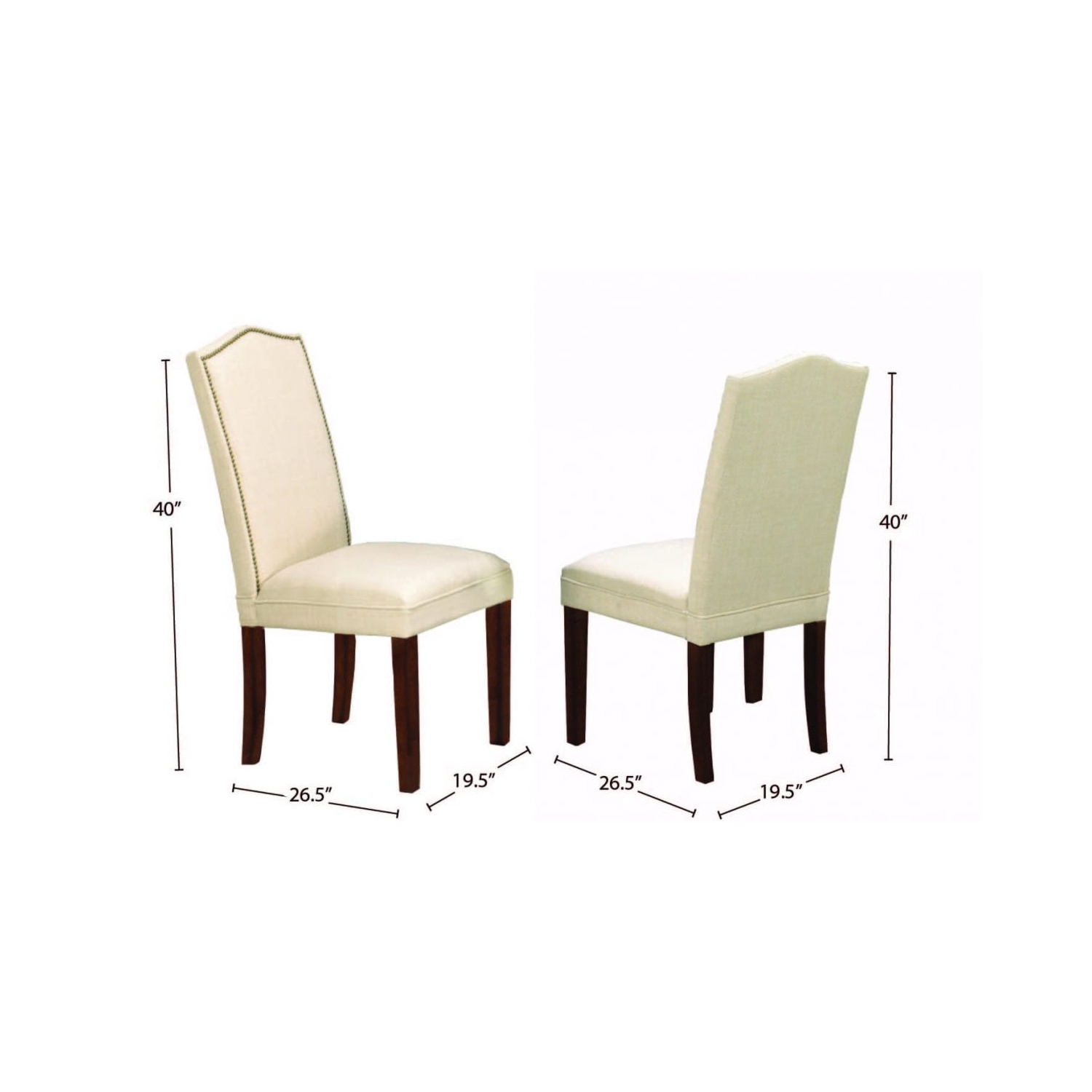 Walnut Finish Wood with Beige Linen-Style Fabric Contemporary Parson Dining Chairs Nailhead Trim 2/box