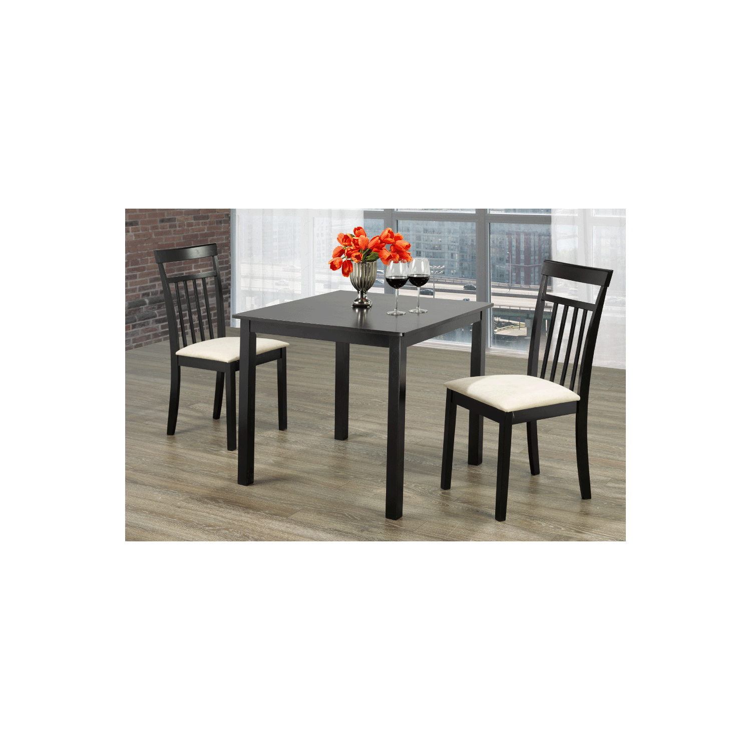 Cappuccino Finish Wood Classic Casual Dining Table Seats 2