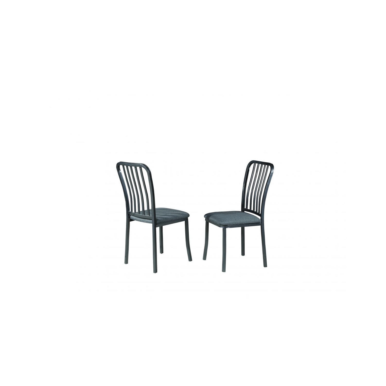 Grey Metal Finish with Grey Linen Seating Traditional Slat Back Dining Chairs 2/box