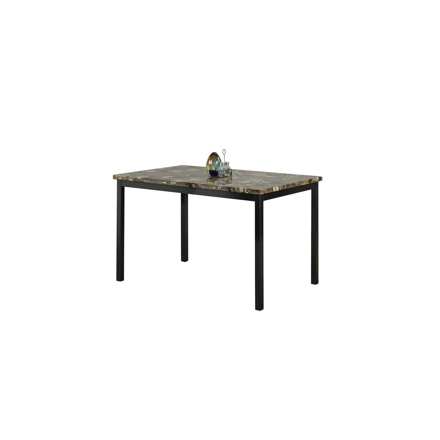 Faux Marble Finish Metal Contemporary Dining Table Seats 4