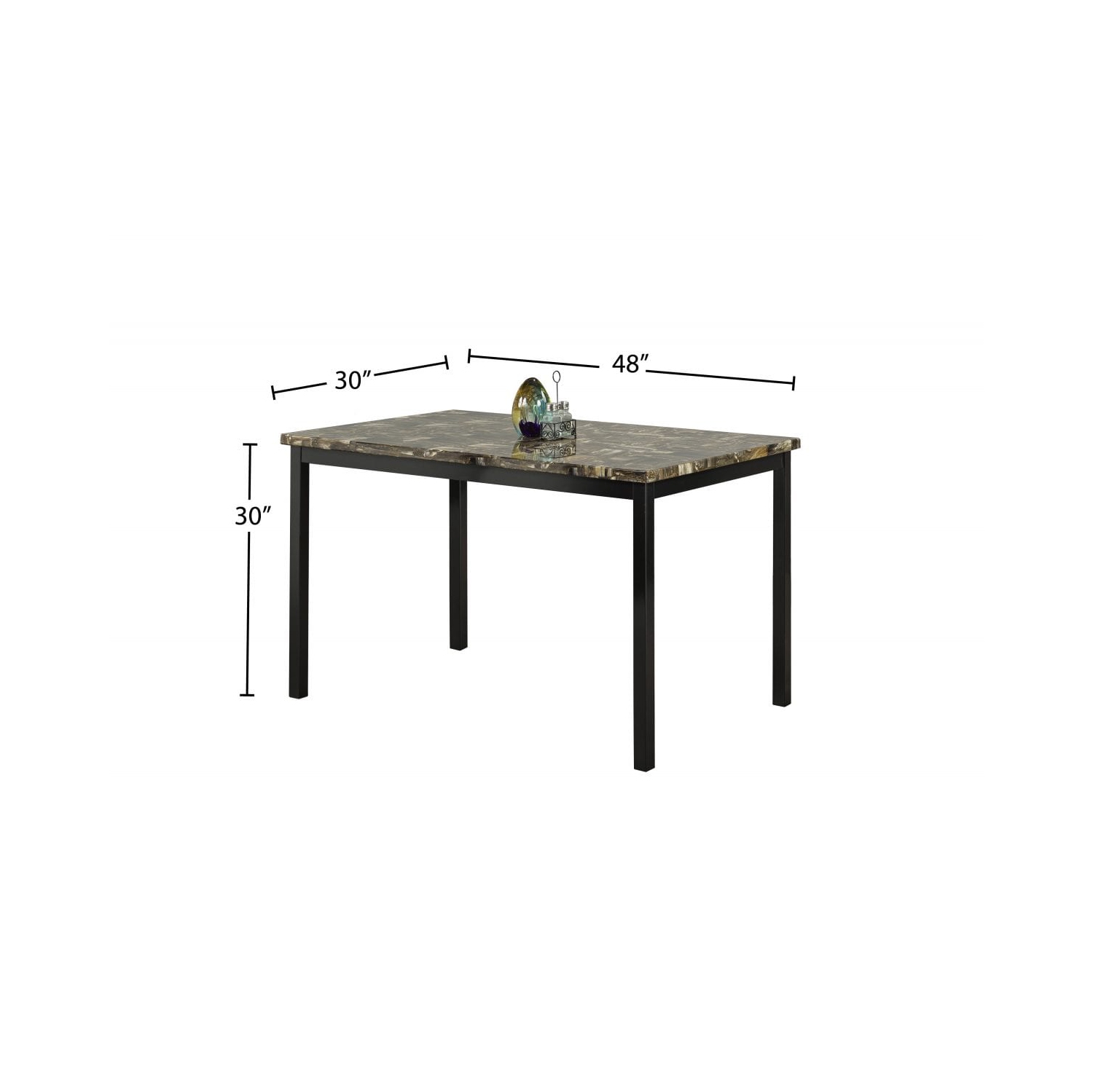 Faux Marble Finish Metal Contemporary Dining Table Seats 4