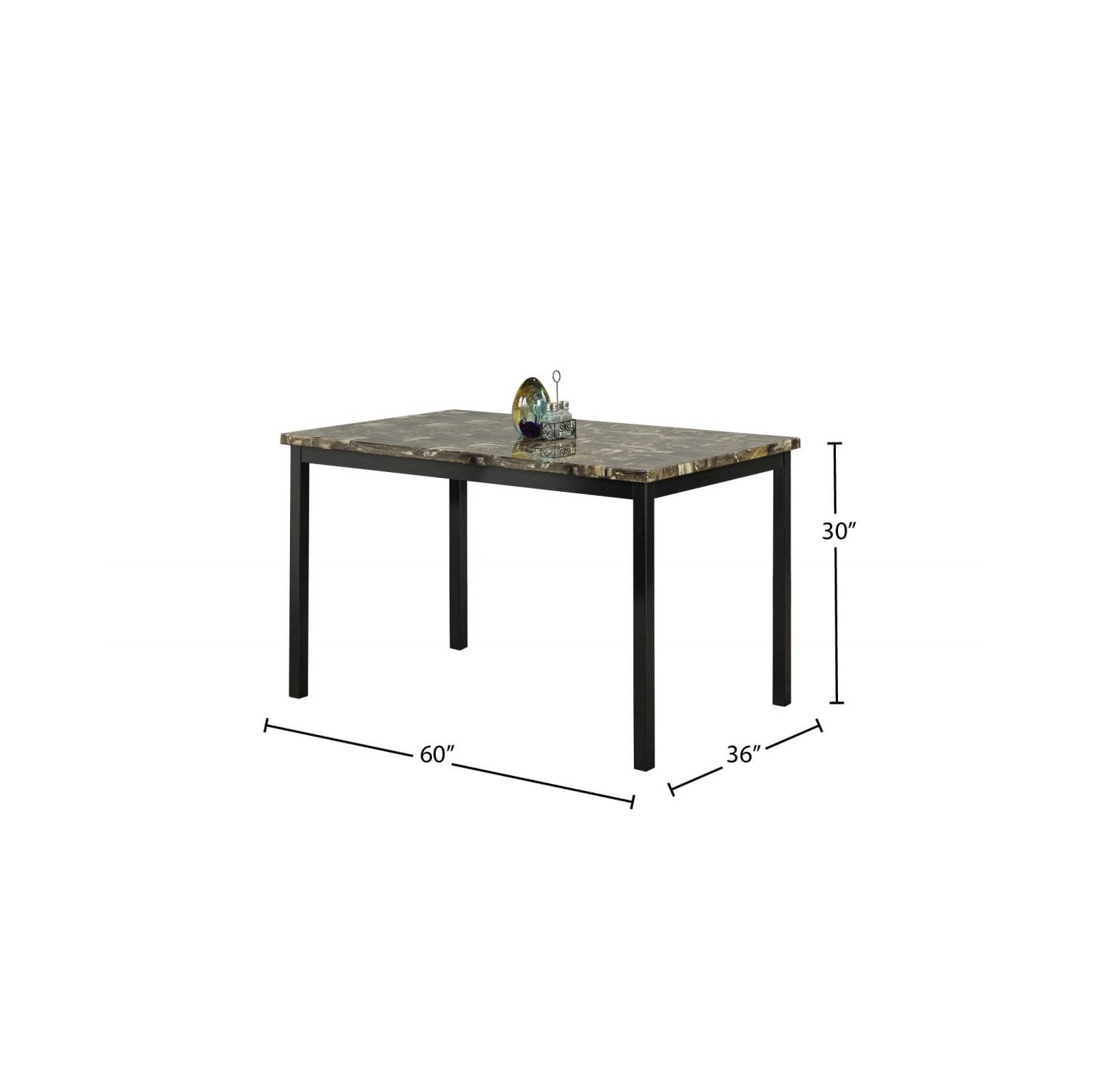 Faux Marble Finish Metal Contemporary Dining Table Seats 6