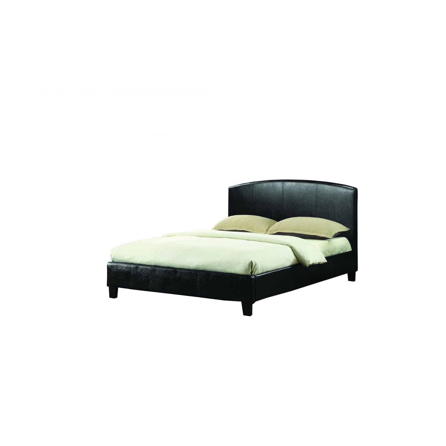 39" Single Black Leatherette Contemporary Platform Bed with Slats No Boxspring Required