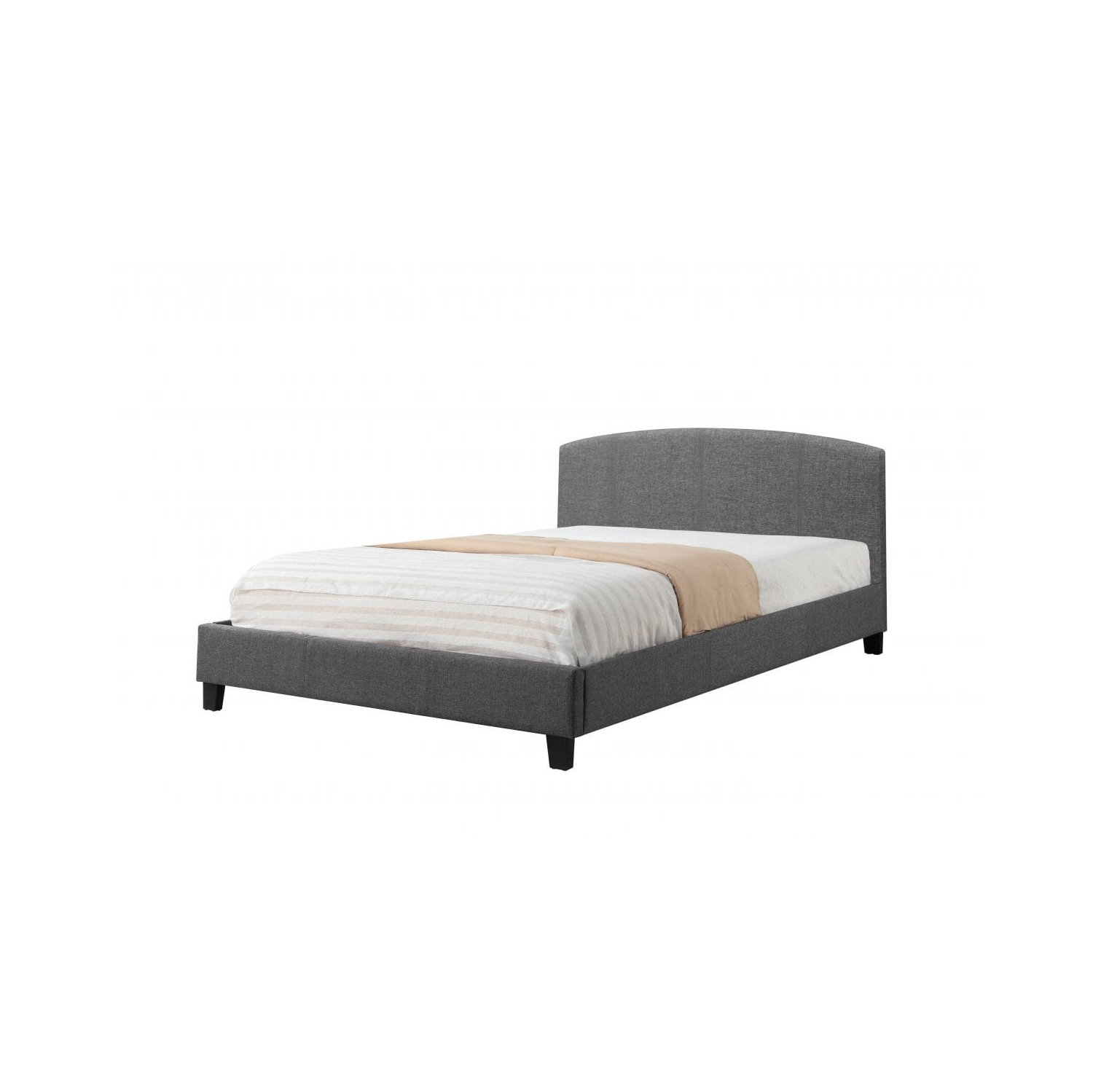 Grey Linen Fabric Contemporary Fully Upholstered 39" Single Platform Bed Slats Included No Boxspring Required