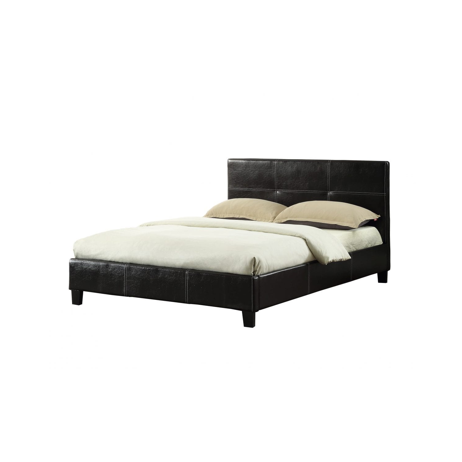 Espresso Bonded Leather Contemporary 39" Single Platform Bed Slats Included No Boxspring Required