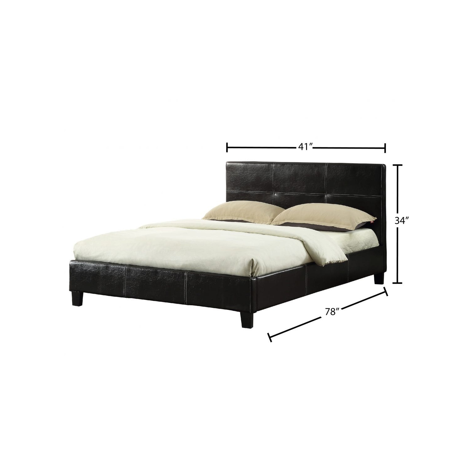 Espresso Bonded Leather Contemporary 39" Single Platform Bed Slats Included No Boxspring Required