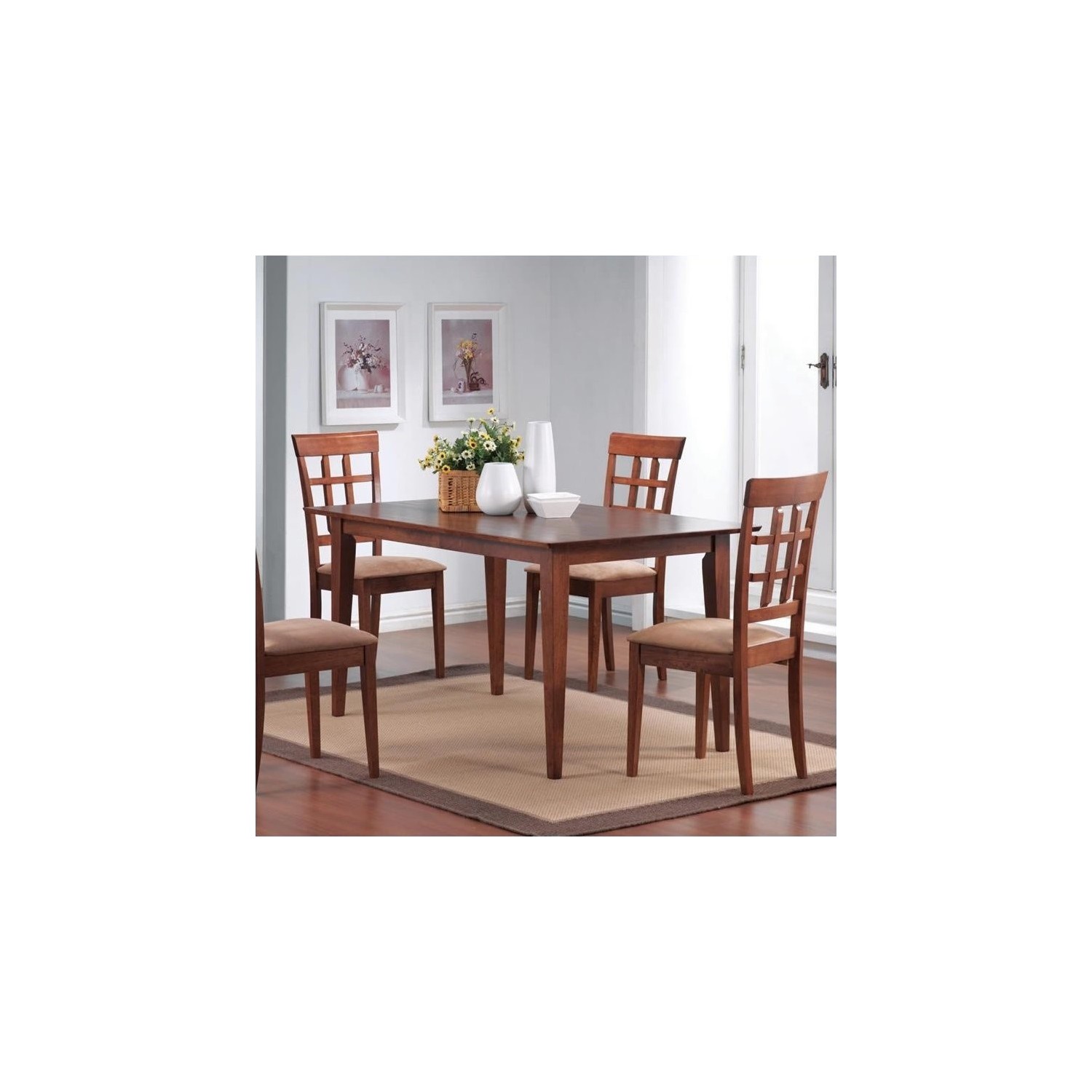 Coaster Hyde Rectangular Leg Dining Table in Warm Medium Walnut