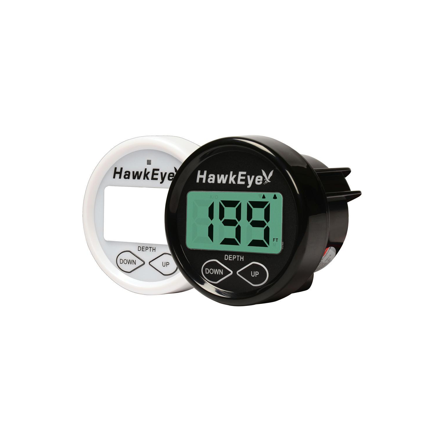 HawkEye In Dash Depth Finder w-Transom-In-Hull Mount Transducer - 2-1-8" Cutout