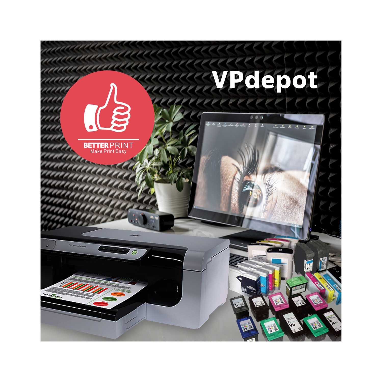 VPdepot 932XL BK Replacement High YieldBlack Inkjet Cartridge for HP Officejet 6100/6600/6700