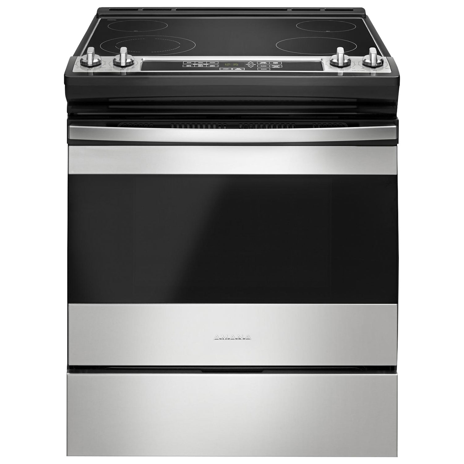 Amana 30" 4.8 Cu. Ft. Self-Clean Slide-In Electric Range - Black/Stainless