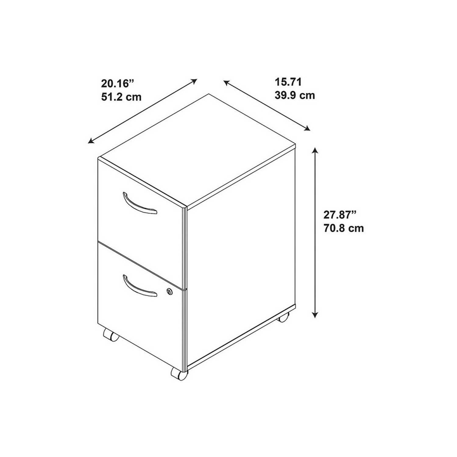 Classeur mobile à 2 tiroirs de la série C au fini cerisier moka - bois d’ingénierie