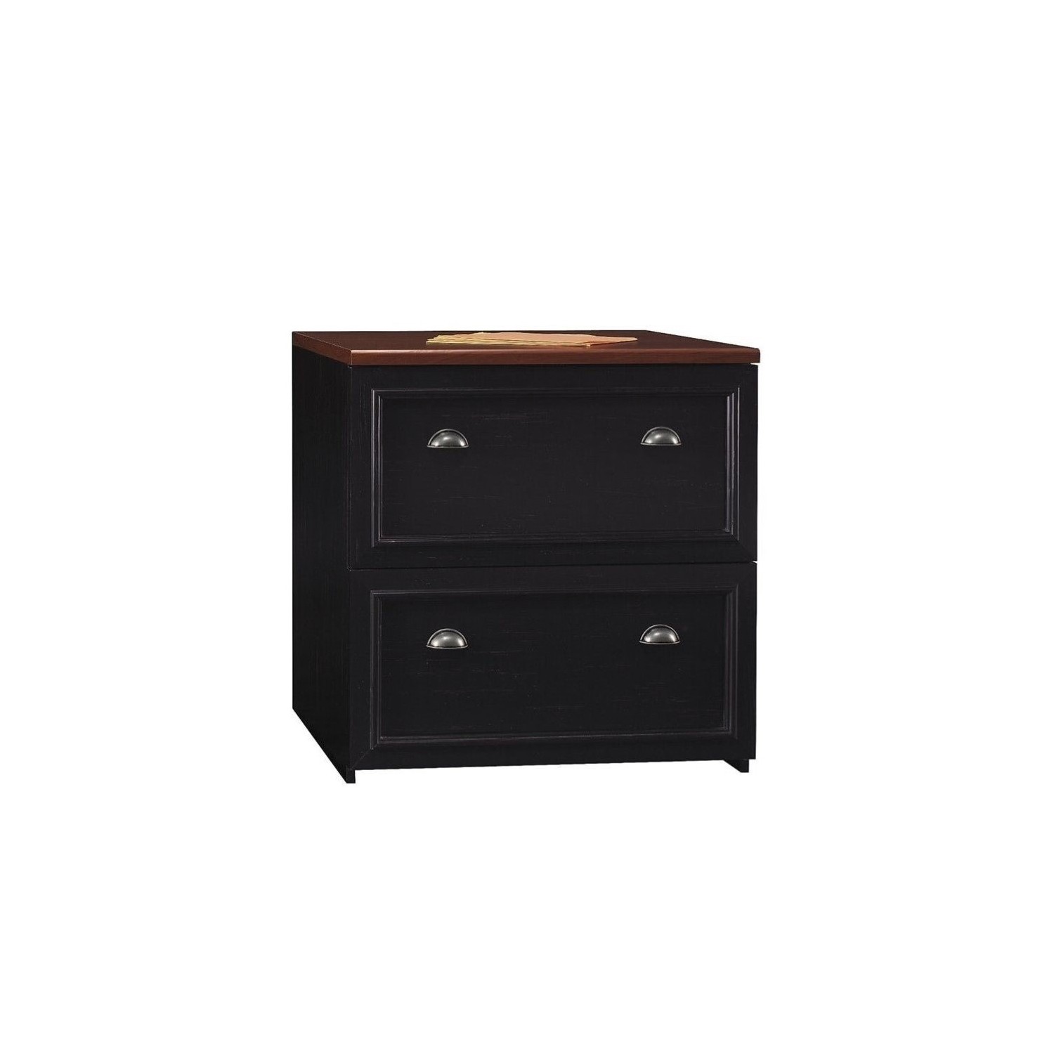 Pemberly Row 2 Drawer Lateral File Cabinet in Black and Cherry