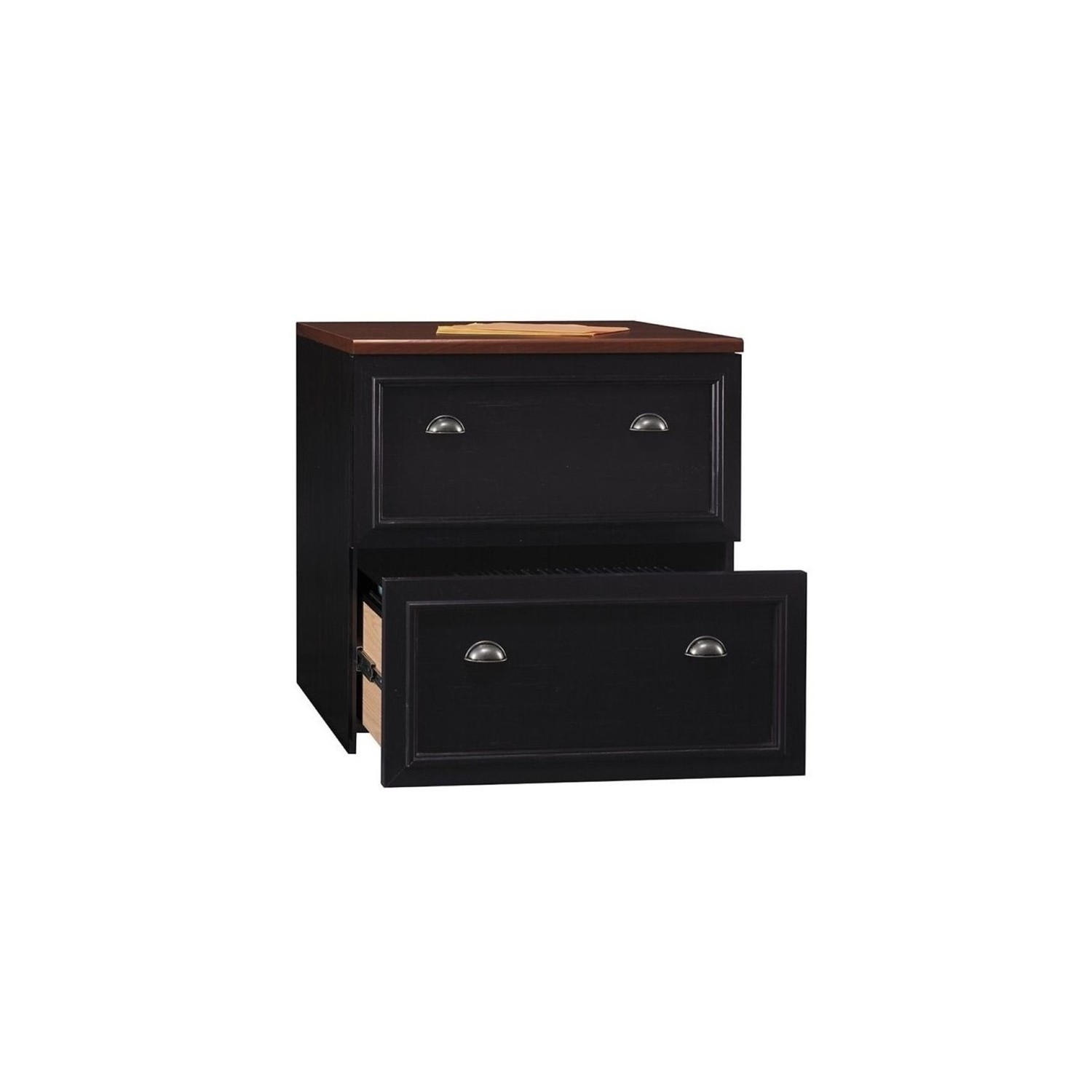 Bowery Hill 2 Drawer Lateral File Cabinet in Black and Cherry