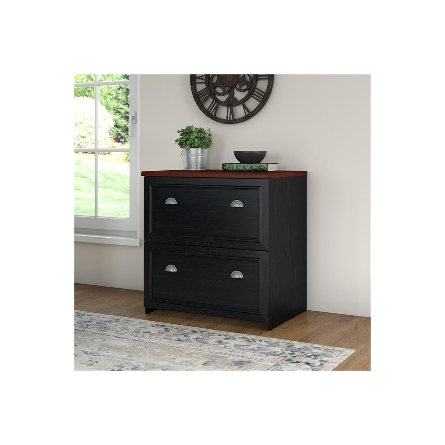Fairview Lateral File Cabinet in Antique Black - Engineered Wood