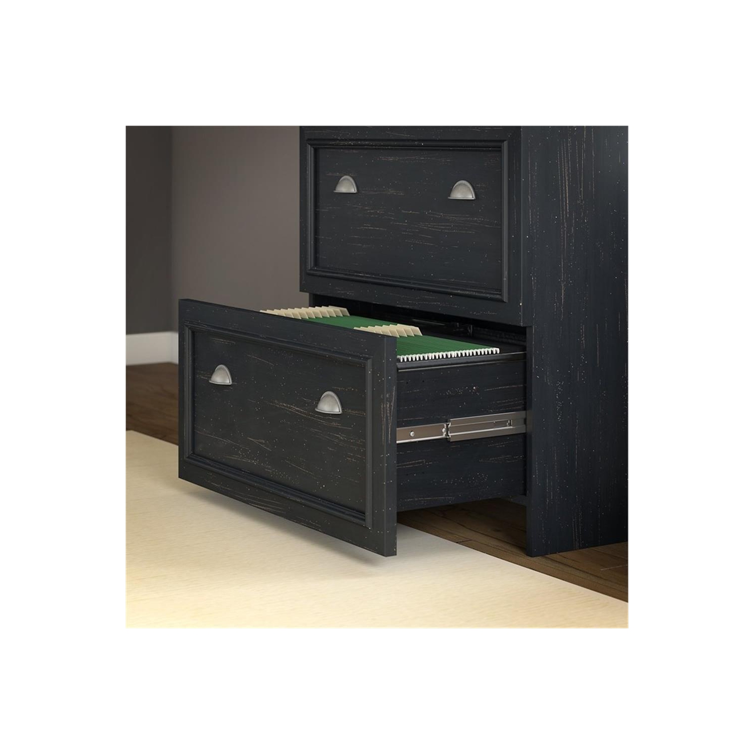 Fairview Lateral File Cabinet in Antique Black - Engineered Wood