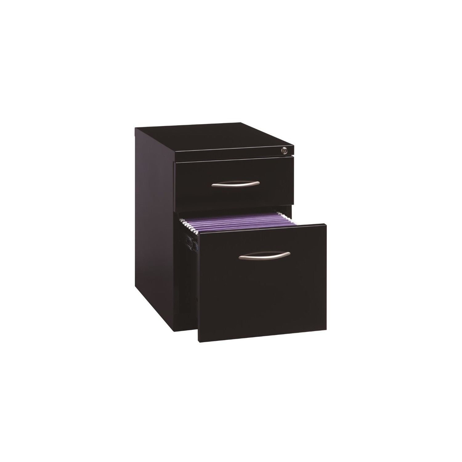 Hirsh Industries Arch Pull Mobile Pedestal Filing Cabinet in Black